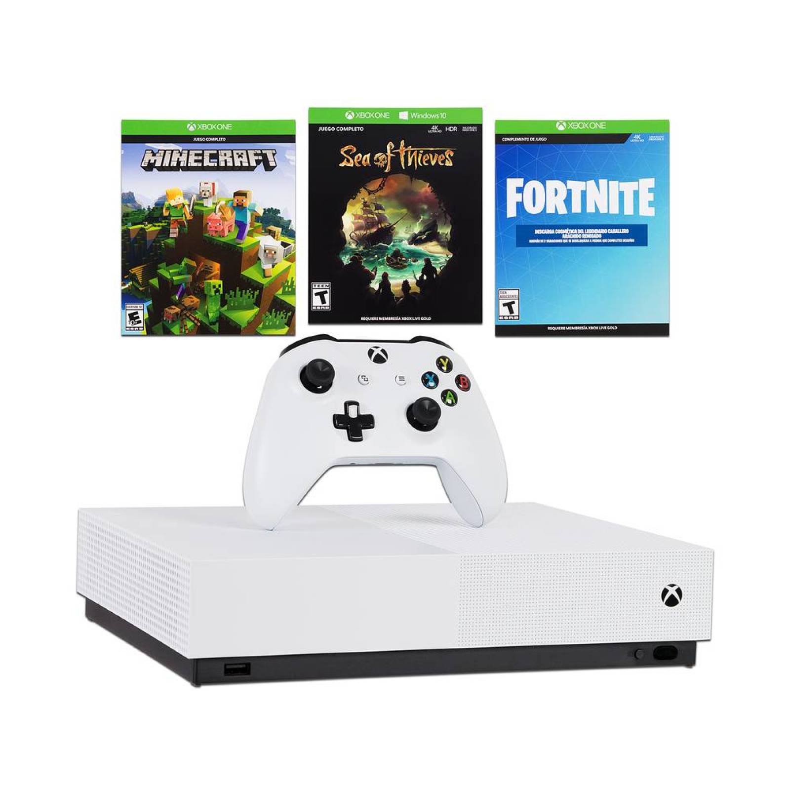 Consola Xbox One S All Digital de 1 TB Color Blanco Incluye 3 juegos descargables