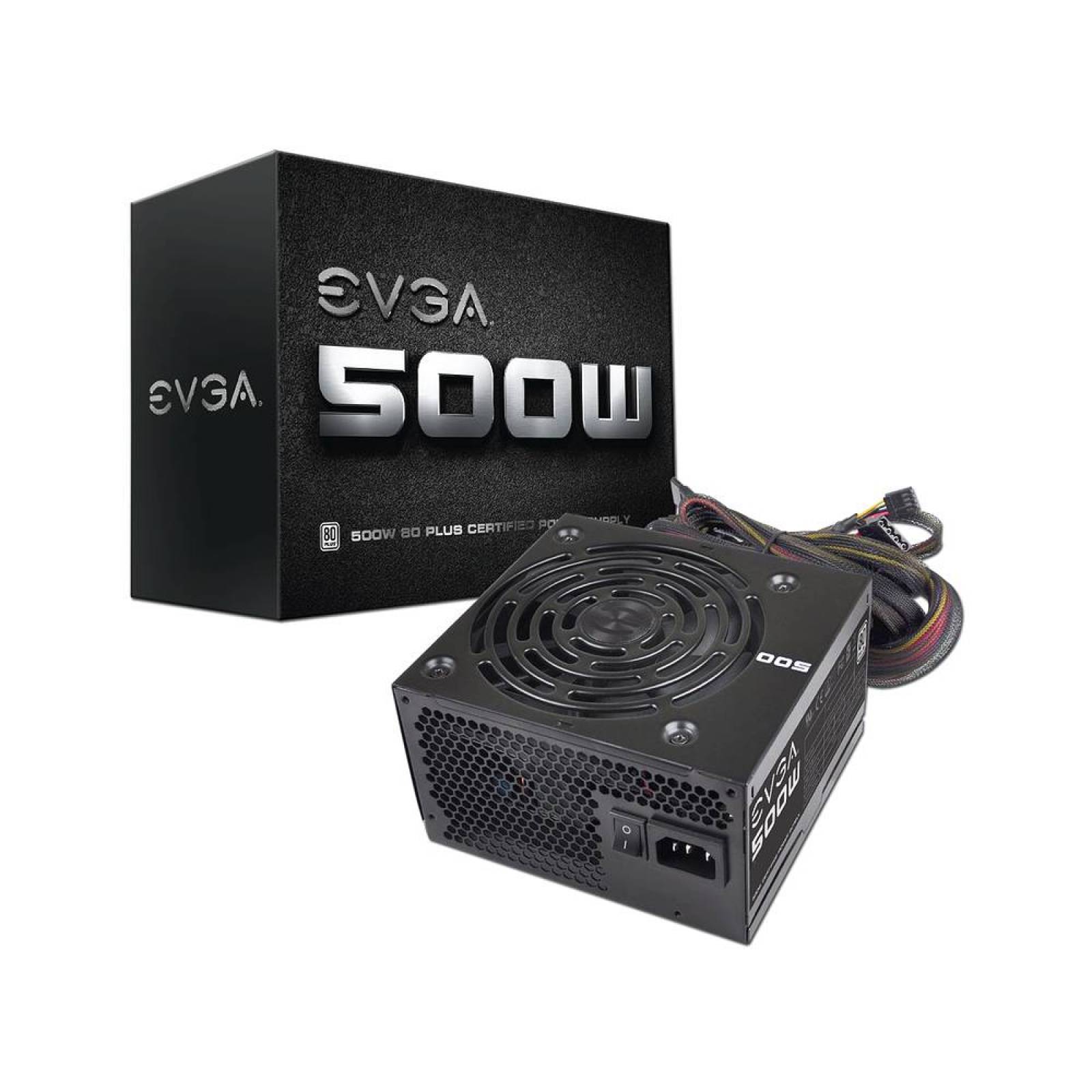 Fuente de Poder EVGA de 500W, ATX, 80 PLUS.