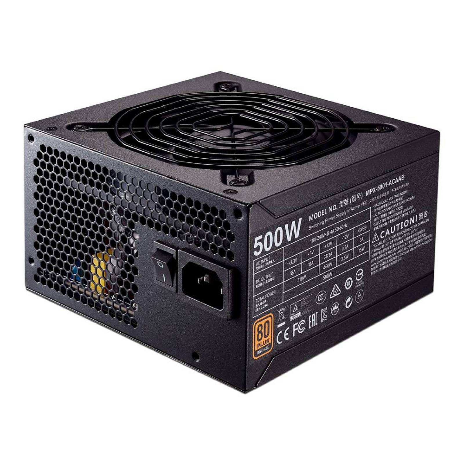 Fuente de Poder Cooler Master MWE Bronze de 500W, ATX, 80