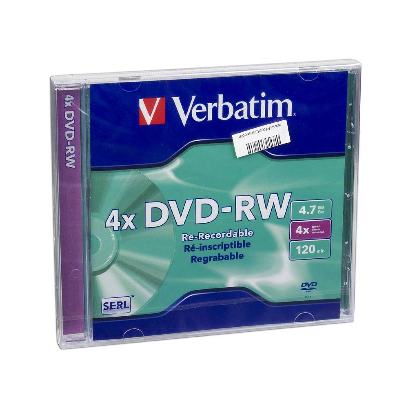 DVD-RW Verbatim, 4.7GB, 4X, 1 pieza.