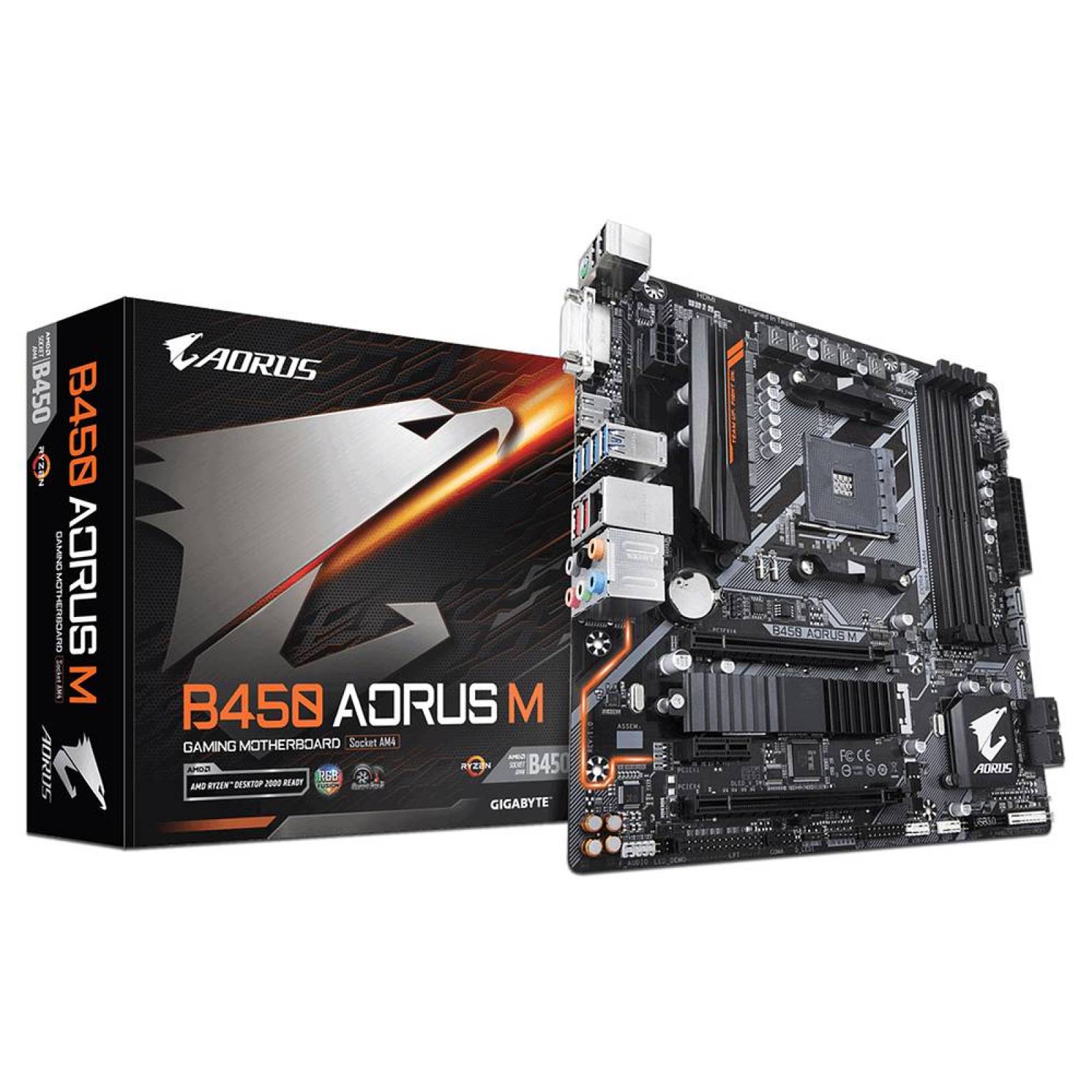 T. Madre Gigabyte B450 AORUS M, ChipSet AMD B450,Soporta: