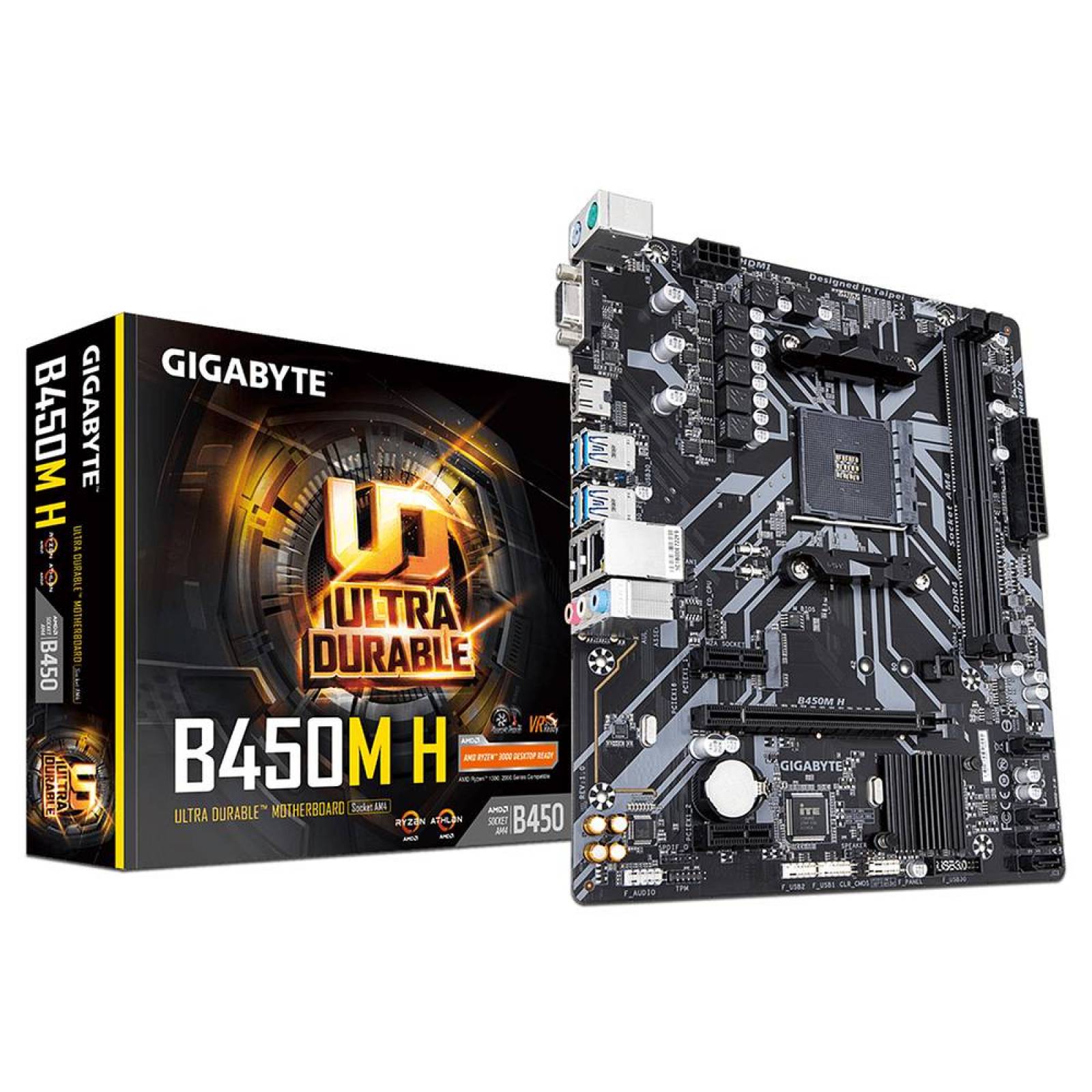 T. Madre Gigabyte B450M H, ChipSet AMD B450,Soporta: AMD