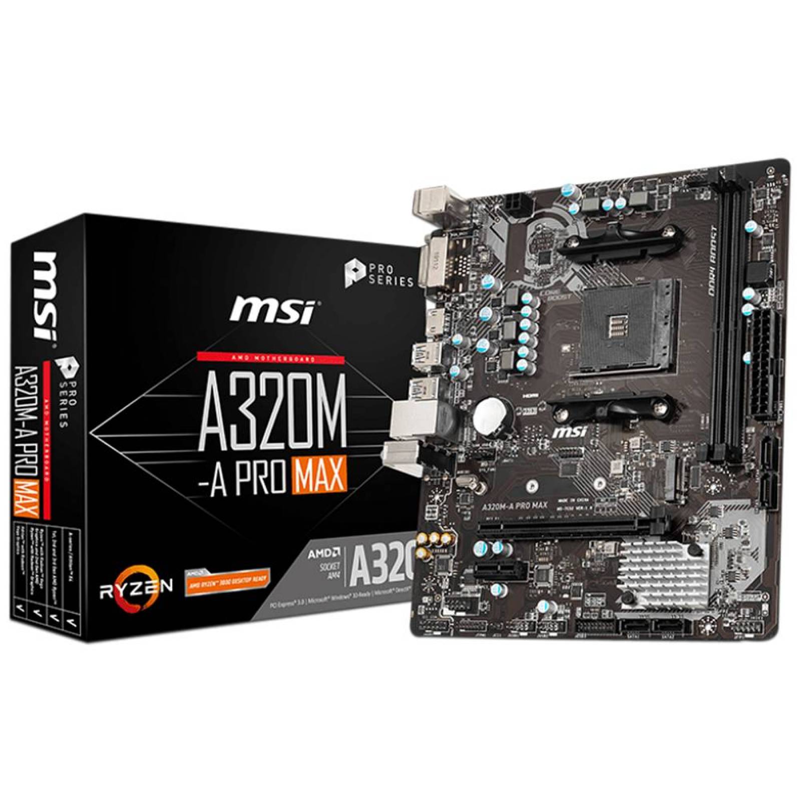 T. Madre MSI A320M-A PRO MAX, Chipset AMD A320, Soporta: