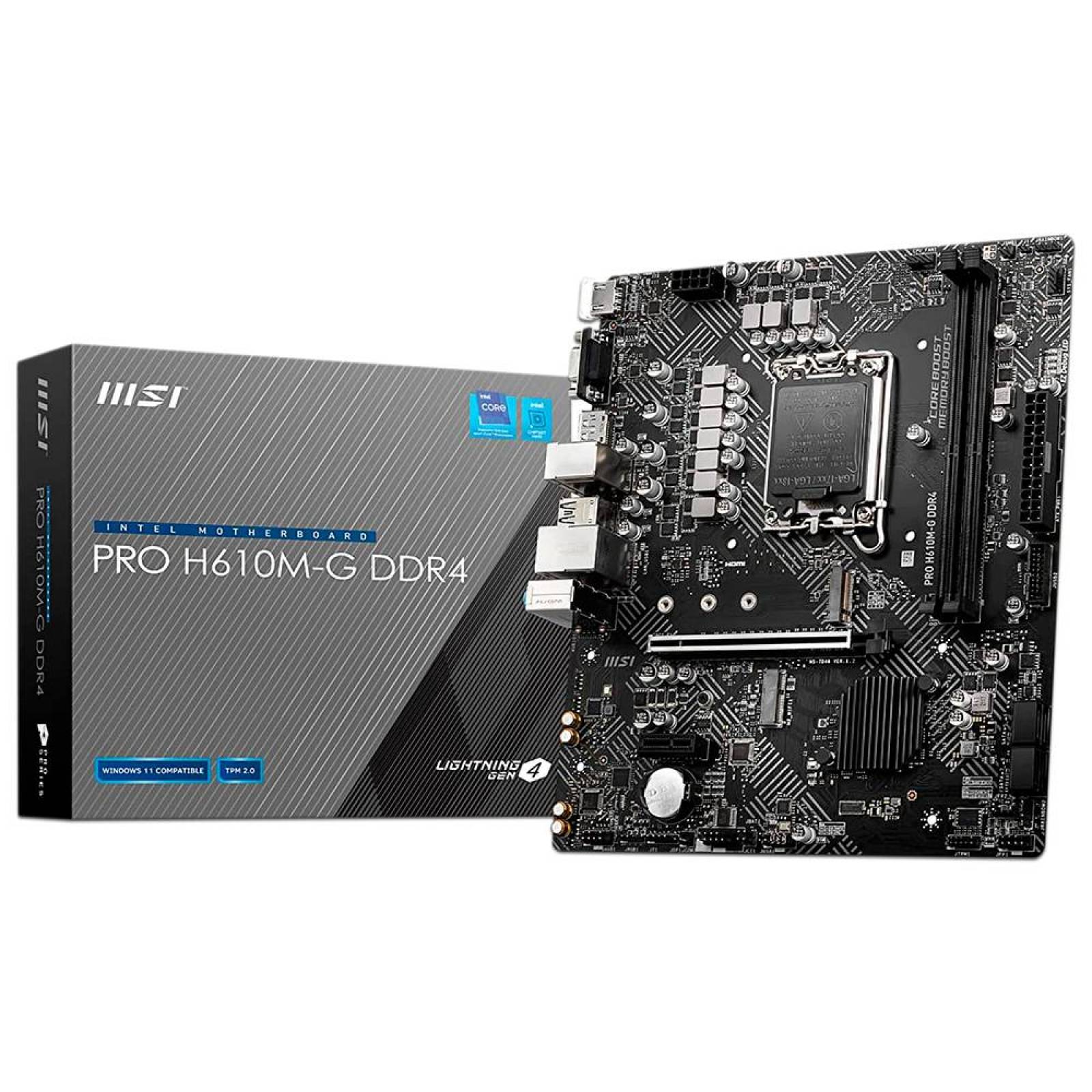 T. Madre MSI PRO H610M-G DDR4, Chipset Intel H610,Soporta: