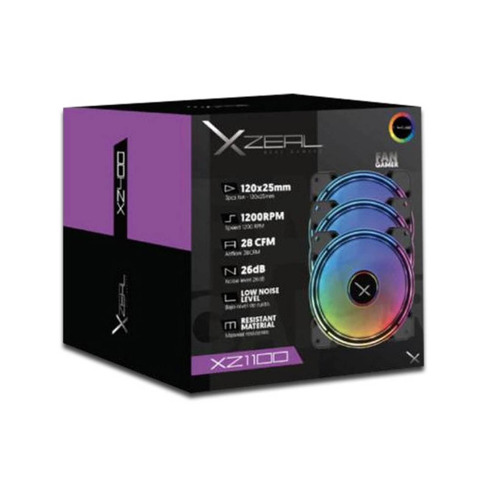 Kit de 3 Ventiladores Xzeal XZ1100, iluminación ARGB