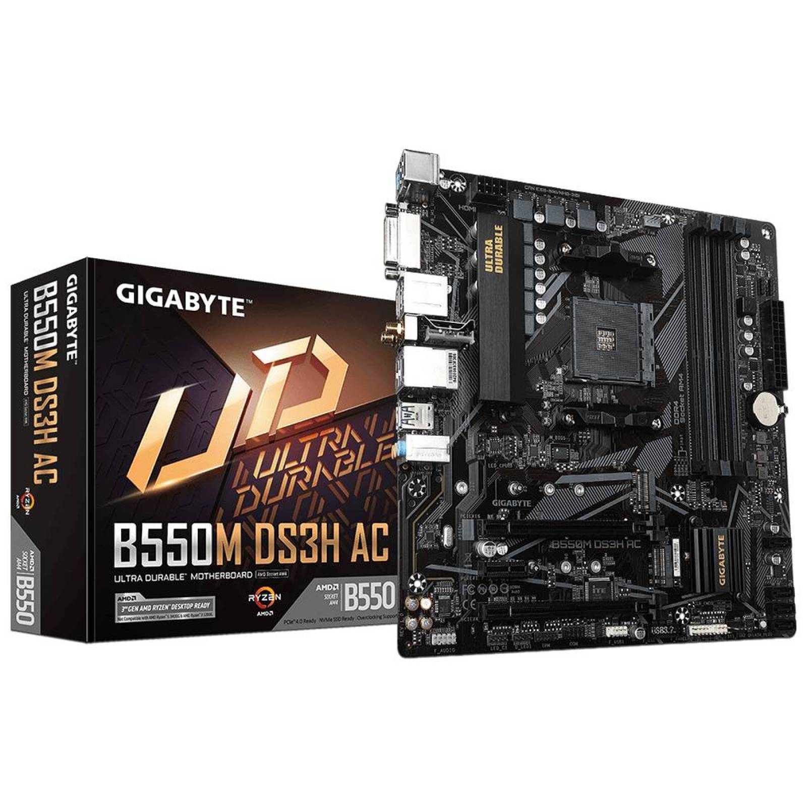 T. Madre Gigabyte B550M DS3H AC, Chipset AMD B550,Soporta: