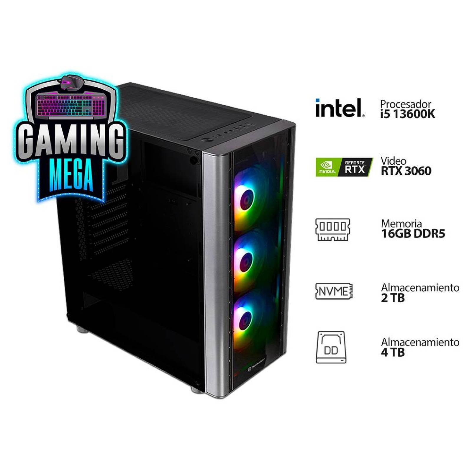 PC Gamer POWER MEGA V BLACK:Procesador Intel Core i5 13600K