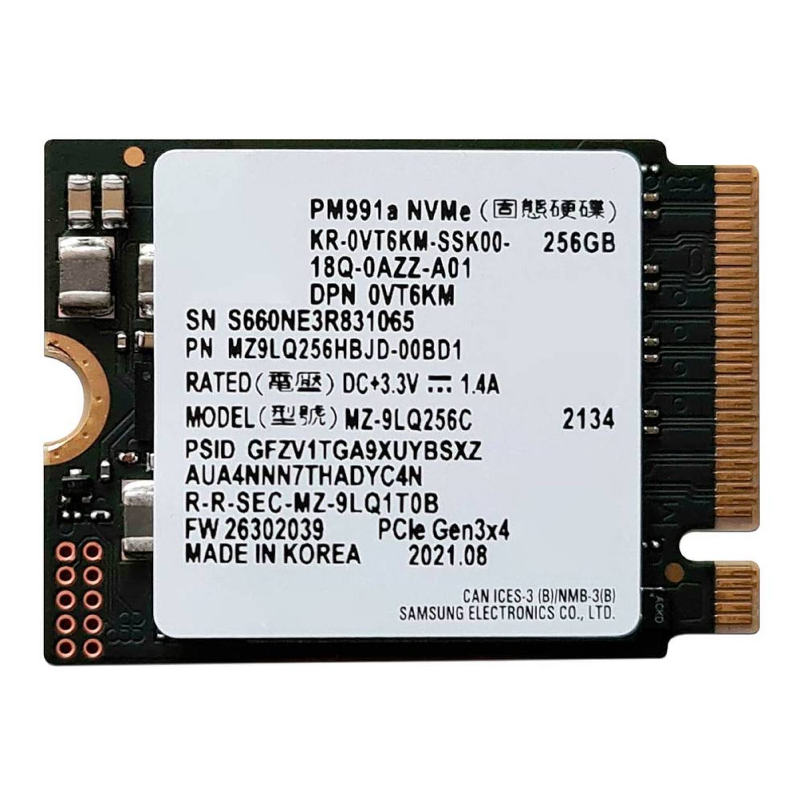 Unidad de Estado Sólido Samsung PM991a de 256GB, M.2 NVMe