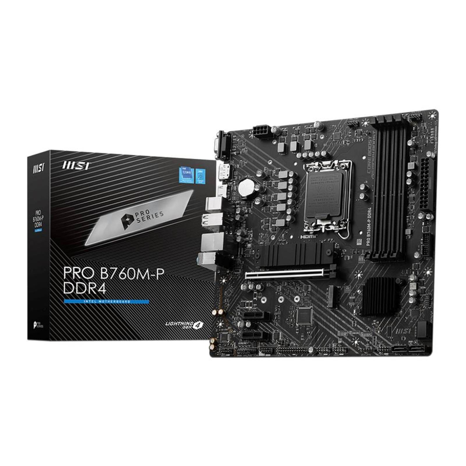 T. Madre MSI PRO B760M-P DDR4, Chipset Intel B760,Soporta: