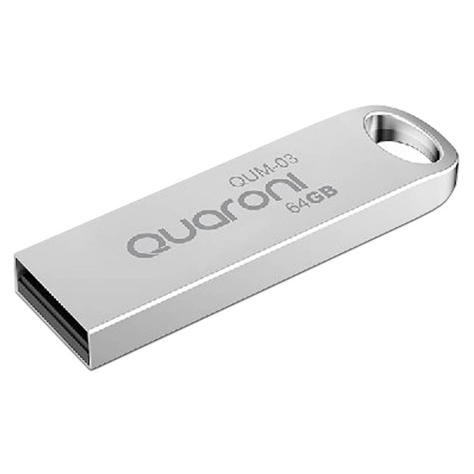 Unidad Flash USB 2.0 Quaroni QUM-03 de 64GB. Color Plata.