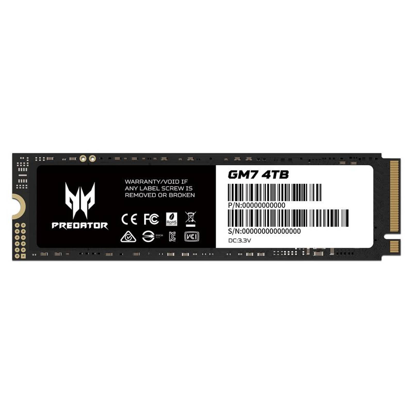 Unidad de Estado Sólido Acer Predator GM7 de 4TB, M.2 NVMe