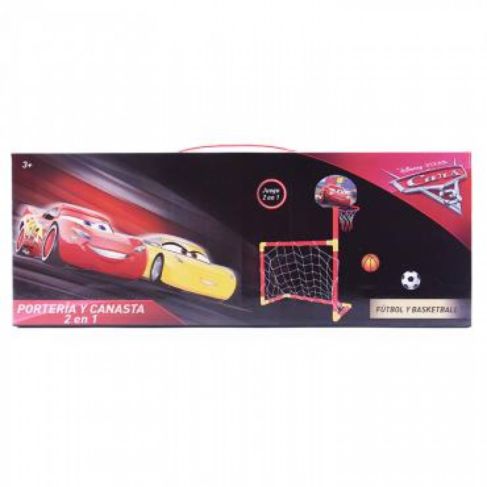 Cars- Porteria 2 en 1- Futbol y Basket- Balones incluidos