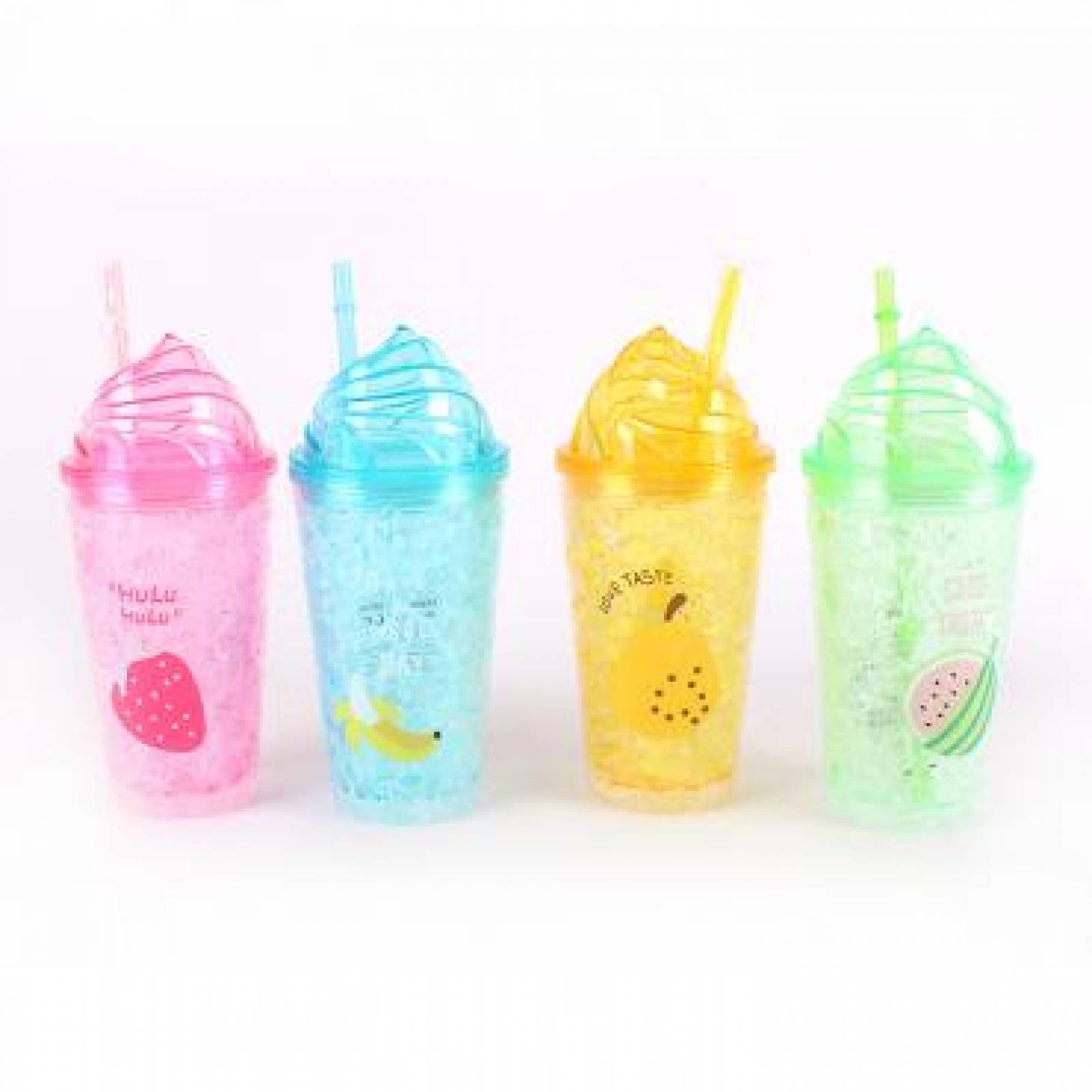 Vaso con popote en forma de helado varios colores