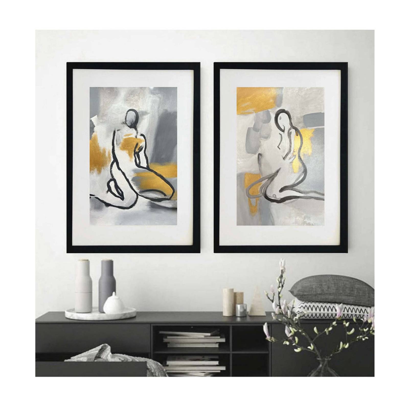 Set de 2 cuadros decorativos pintados 100% a mano