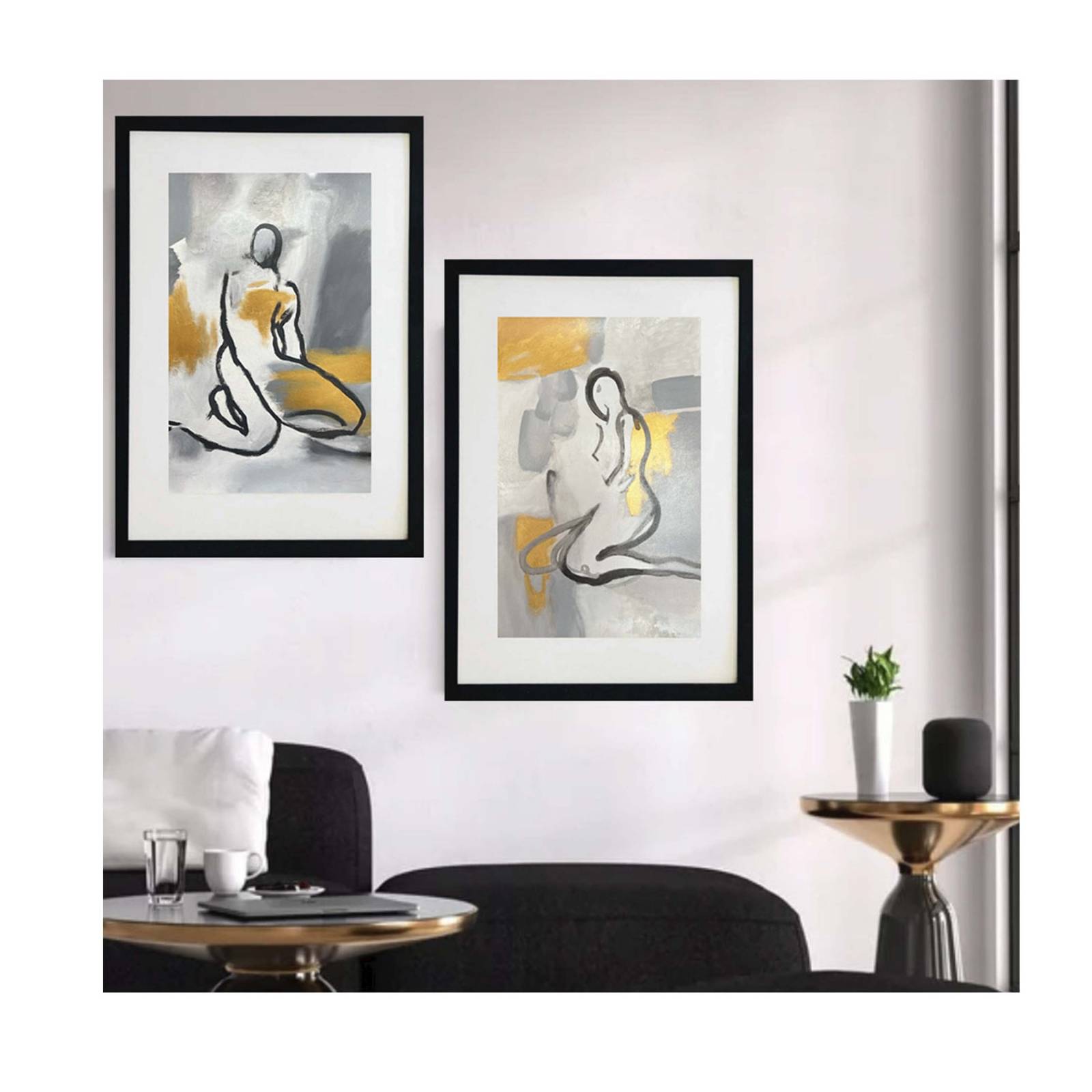 Set de 2 cuadros decorativos pintados 100% a mano