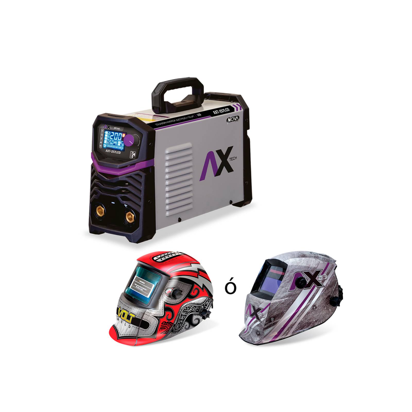 Maquina de soldar inversoras AX TECH P257LCD 250A con careta