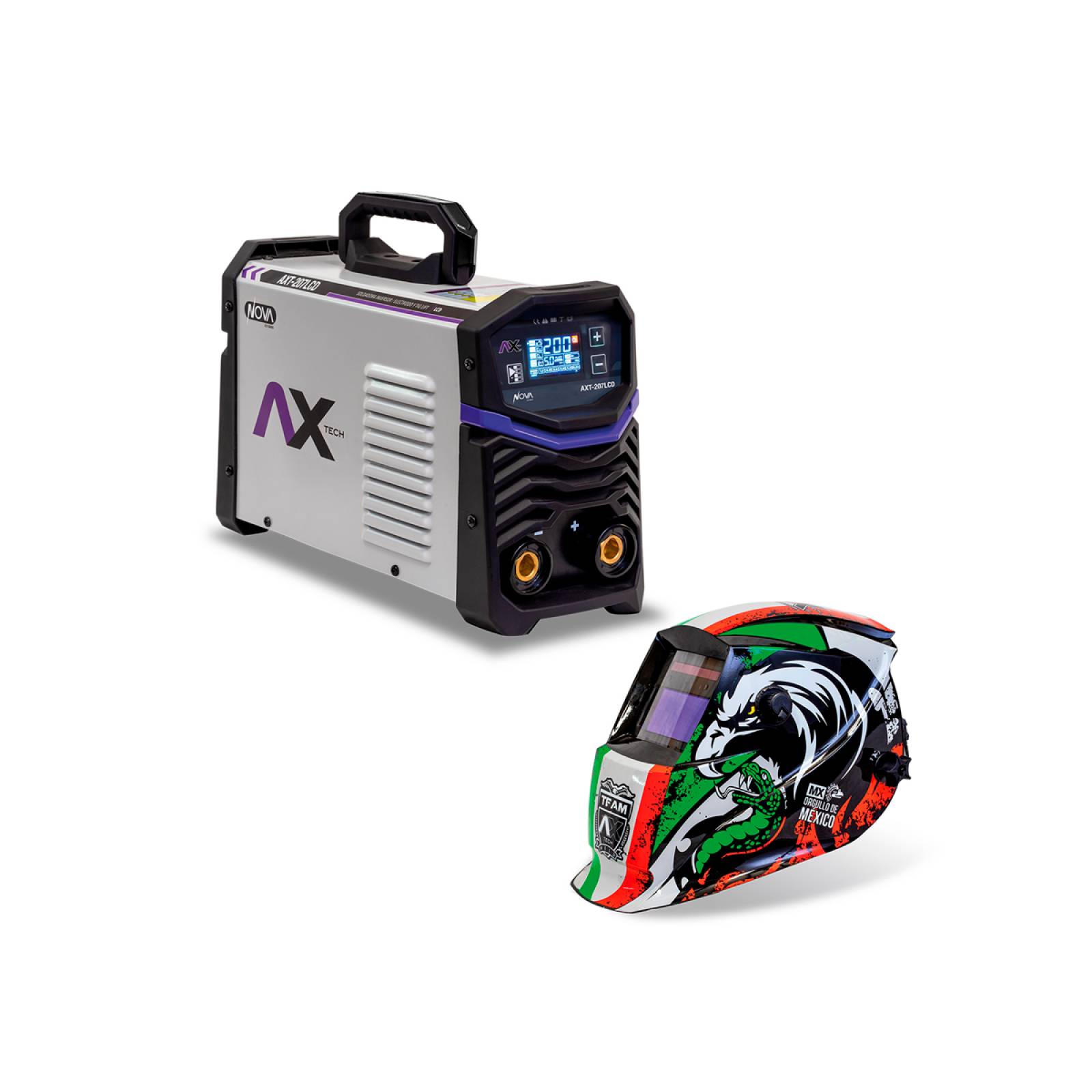 Maquina de soldar inversoras AX TECH P207LCD con careta