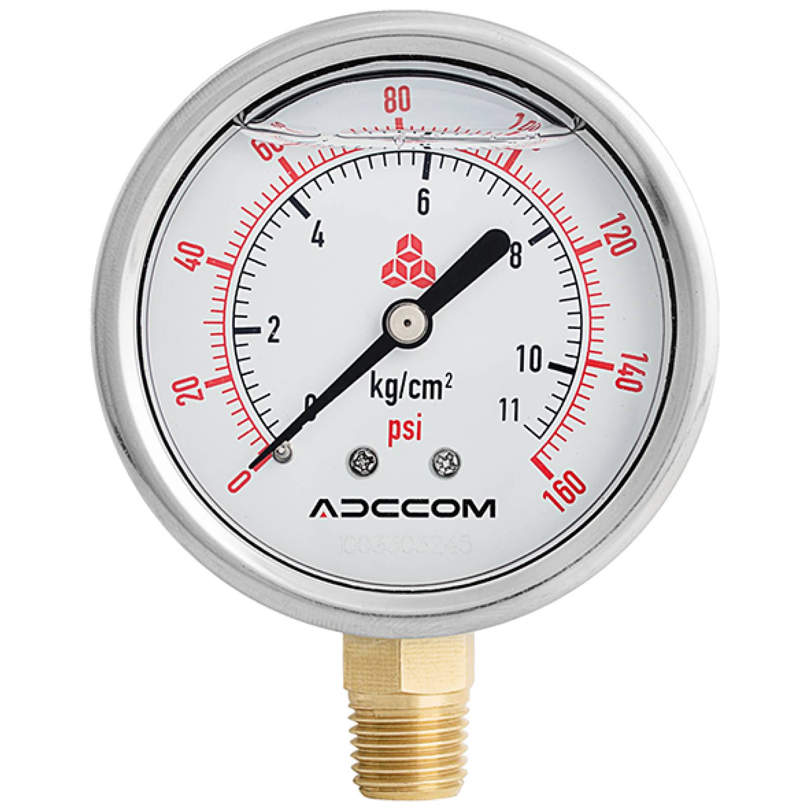 Manómetro carátula 2 1/2" 0-60 psi caja de acero inox. Bourdon de bronce cnx inf 1/4" serie K