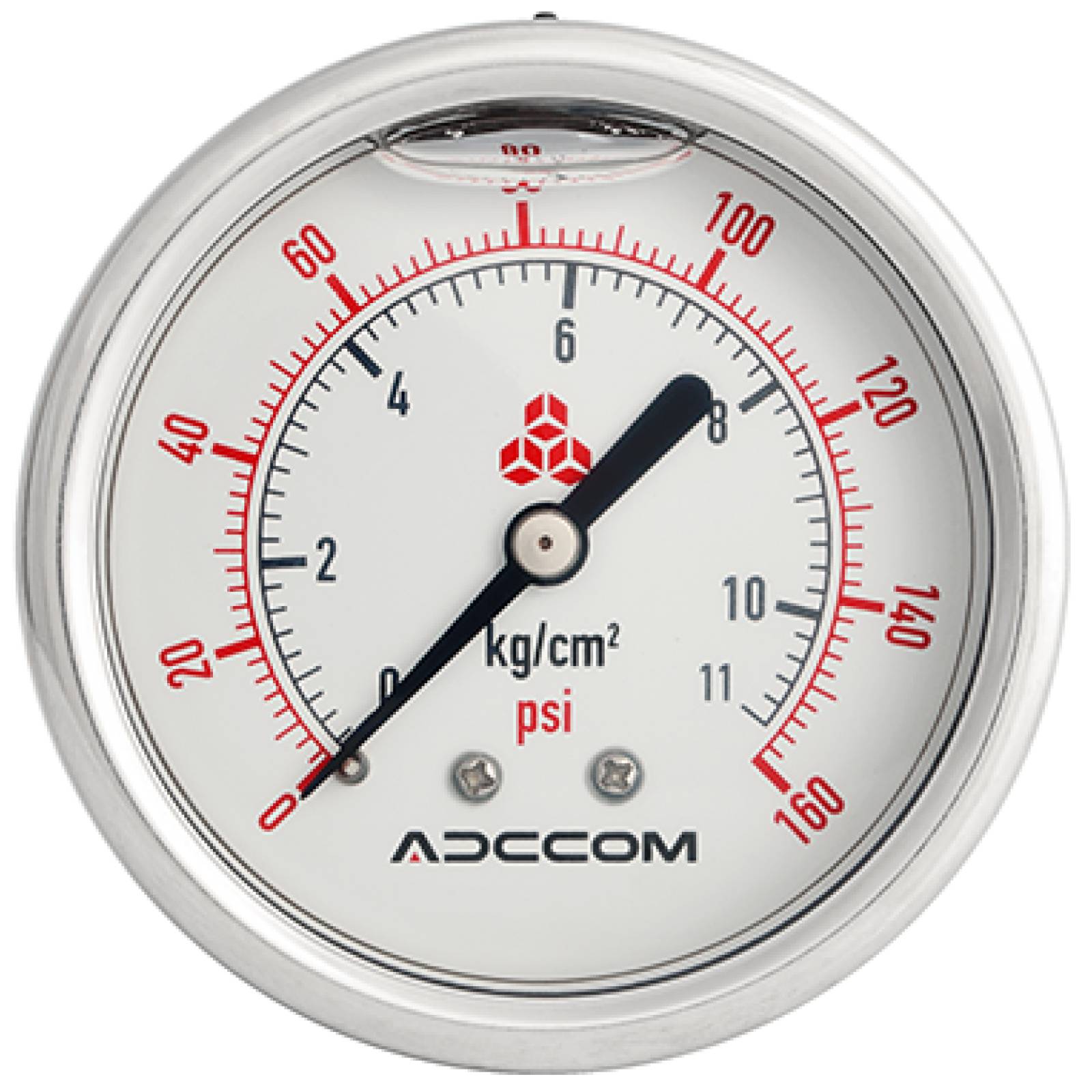 Manómetro carátula 4" 0-60 psi caja de acero inox. Bourdon de bronce cnx post 1/4" serie K