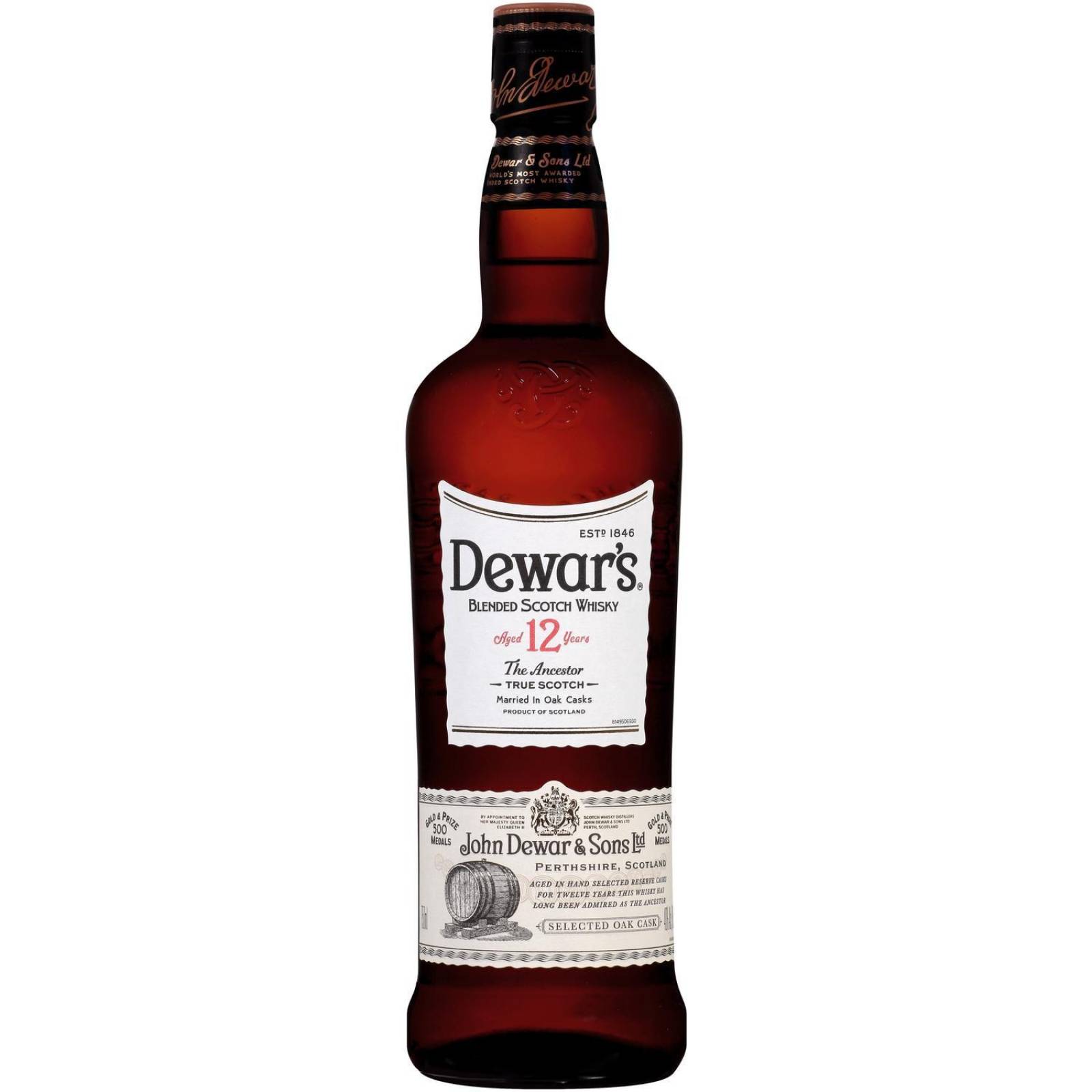 Caja de 12 Whisky Dewars Blend 12 Años 750 ml 