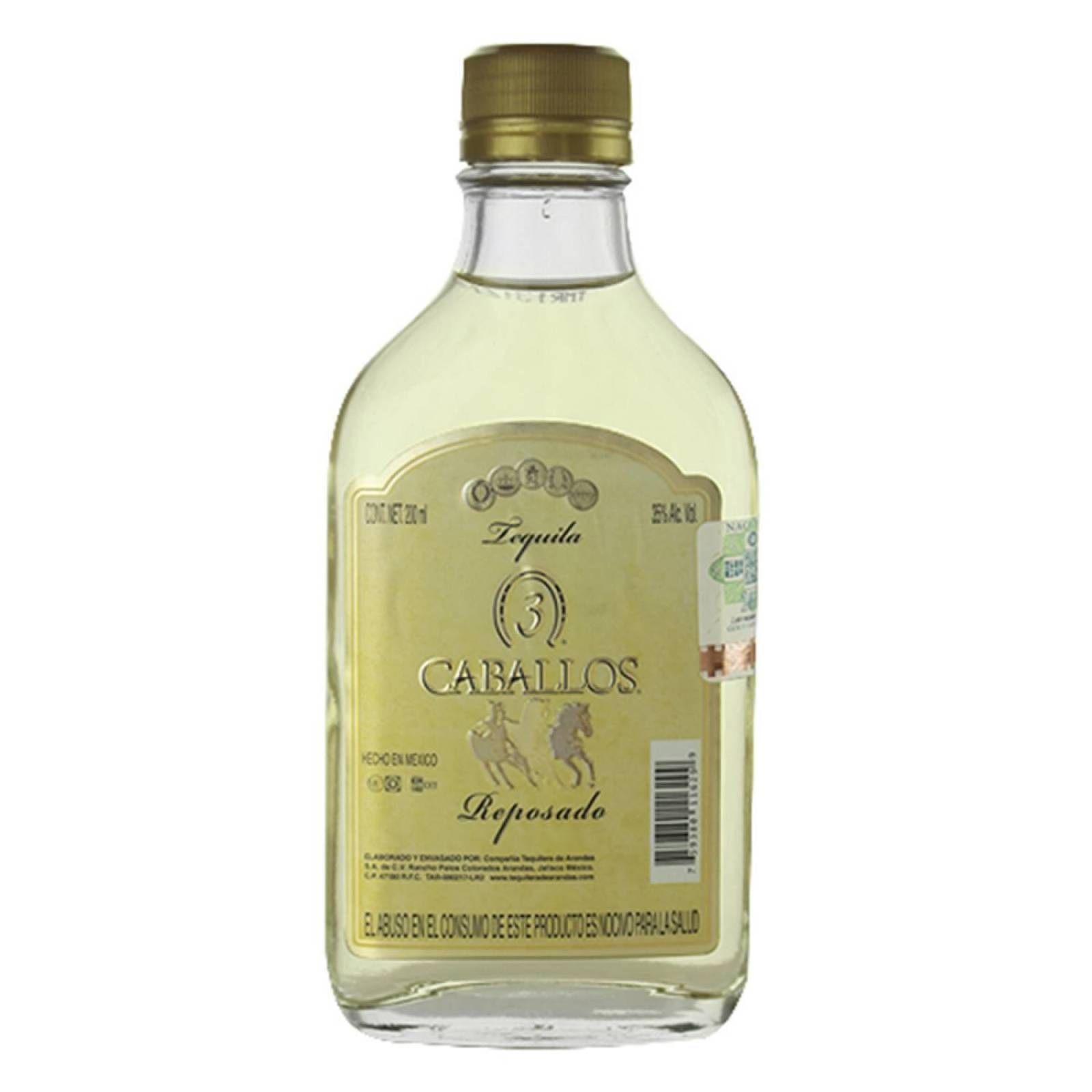 Tequila 3 Caballos Reposado 200 ml 