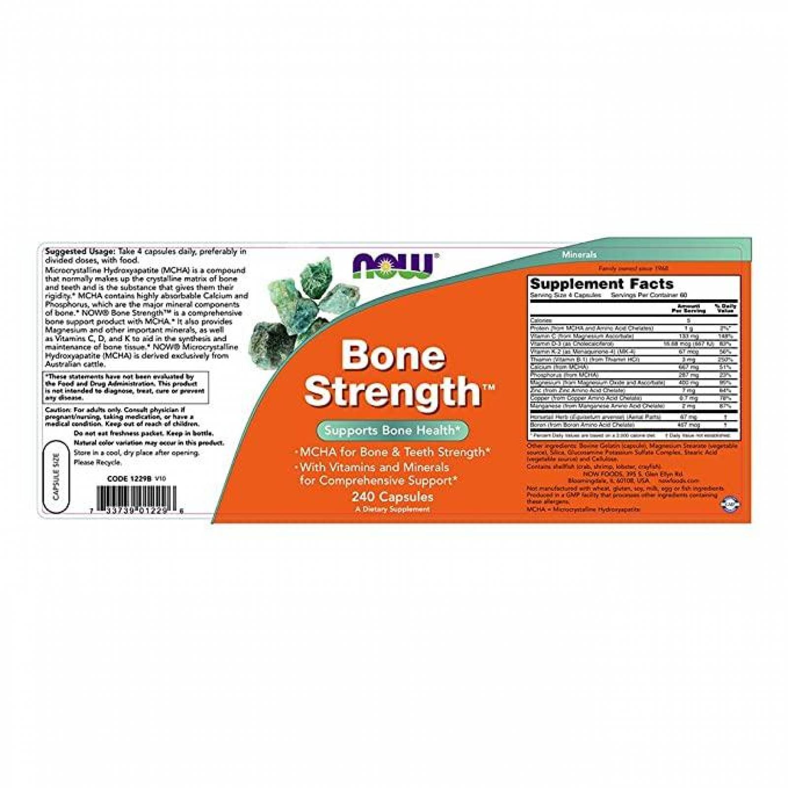 Vitaminas Now Bone Strength 120 Cápsulas 