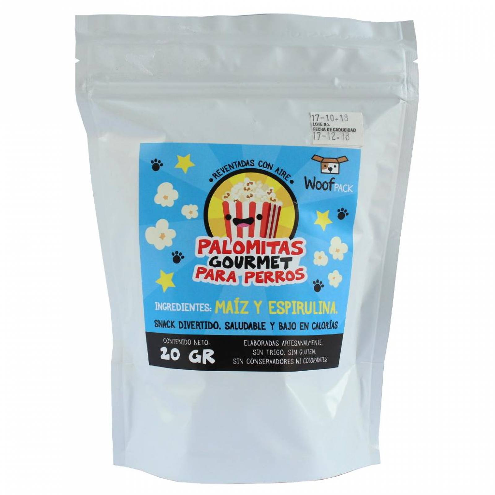 Palomitas para Perro WoofPack Espirulina sin aceite ni sal 