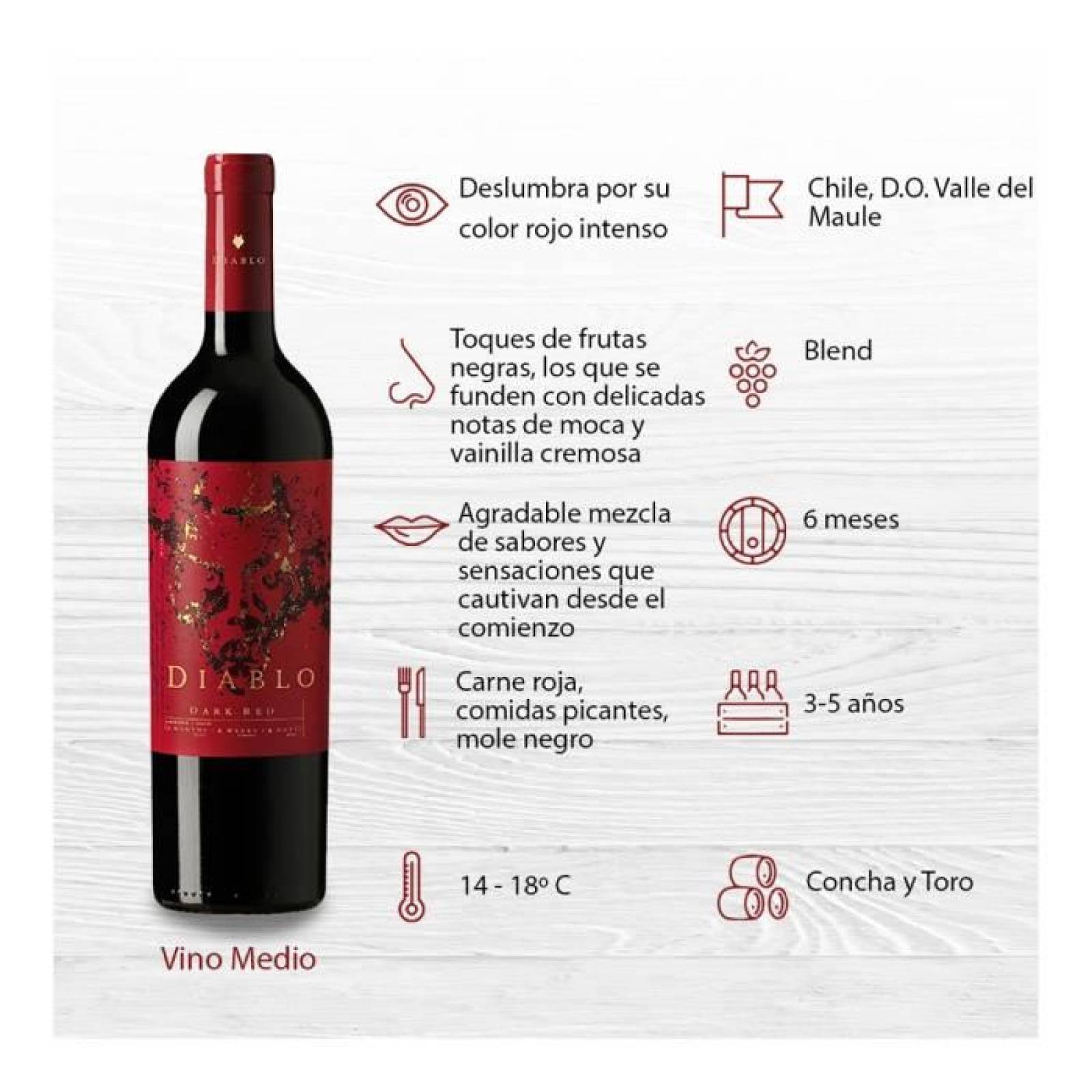 Vino Tinto Diablo Dark Red 750 ml 