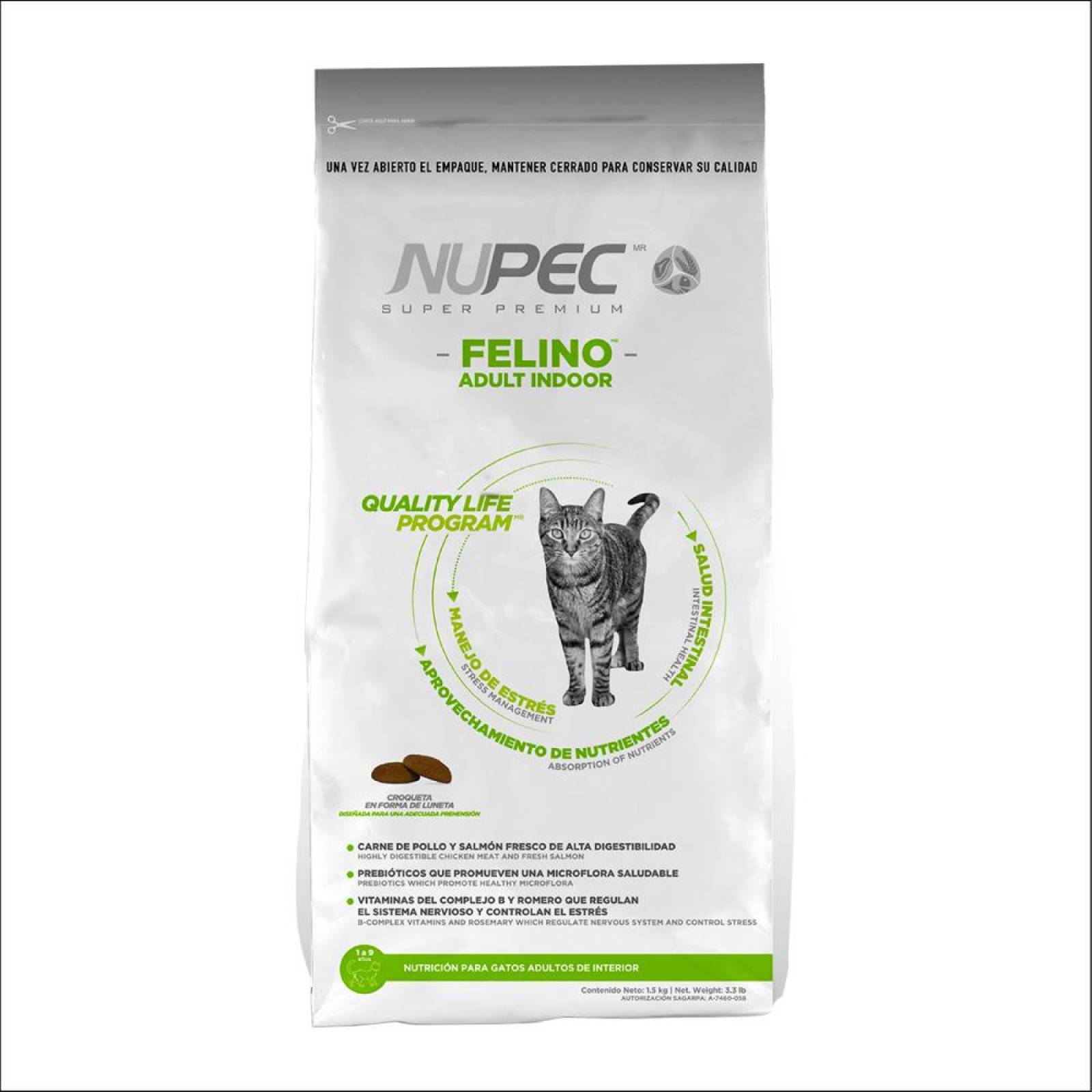 Alimento para gato Nupec Felino Adulto Indoor de 3Kg 