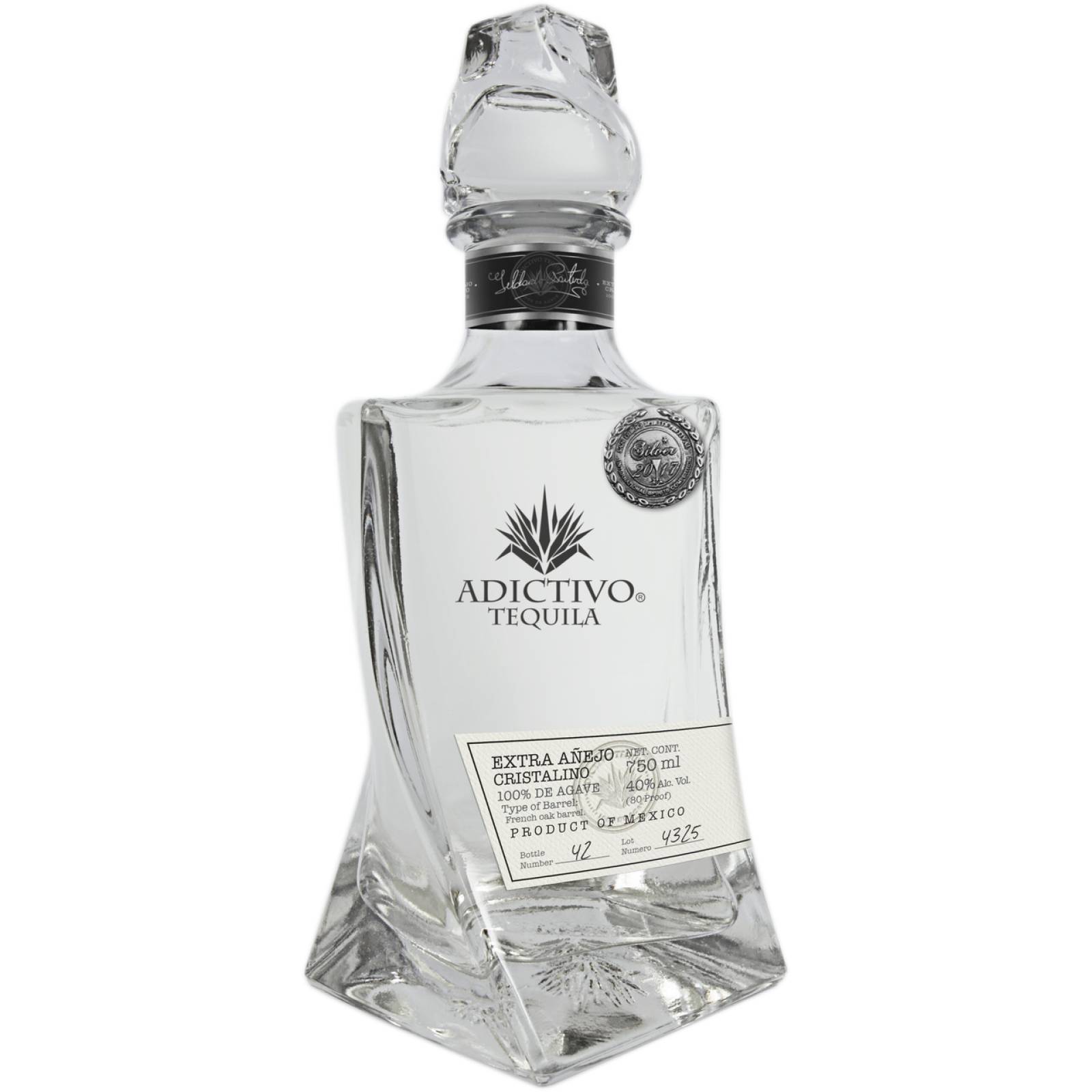 Tequila Adictivo Extra Añejo Cristalino 750 ml 