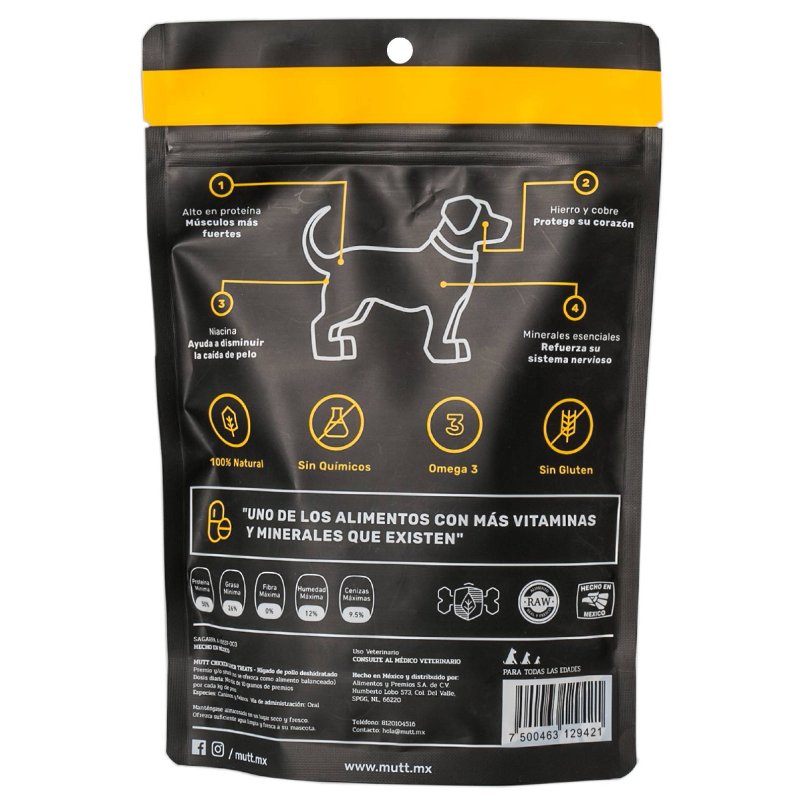 Premio para Perro de Hígado de Pollo Mutt Snack Deshidratado 