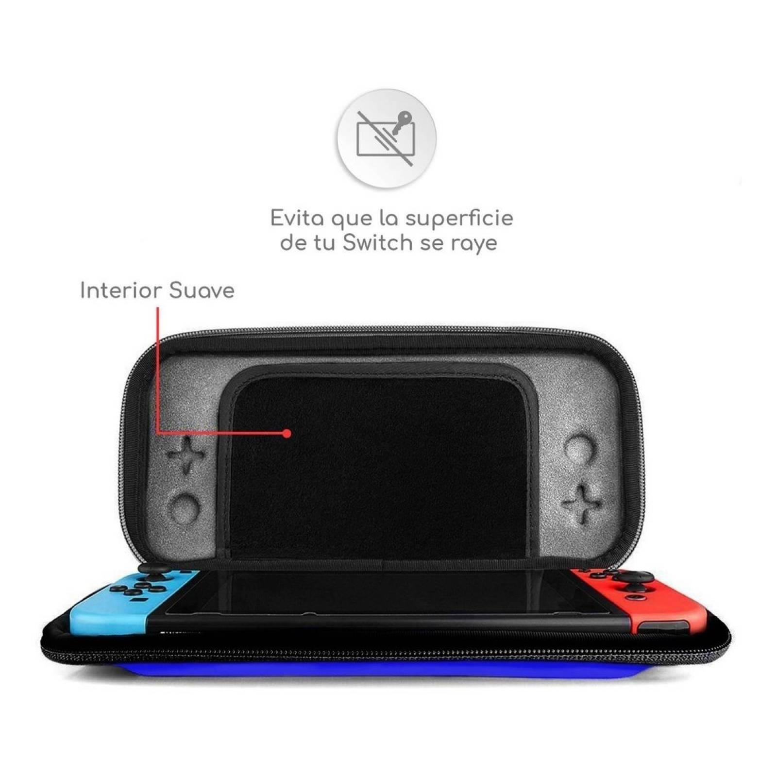 Funda Lenfech Nintendo Switch Kit 5 En 1 Case Joycon Grips Mica Azul