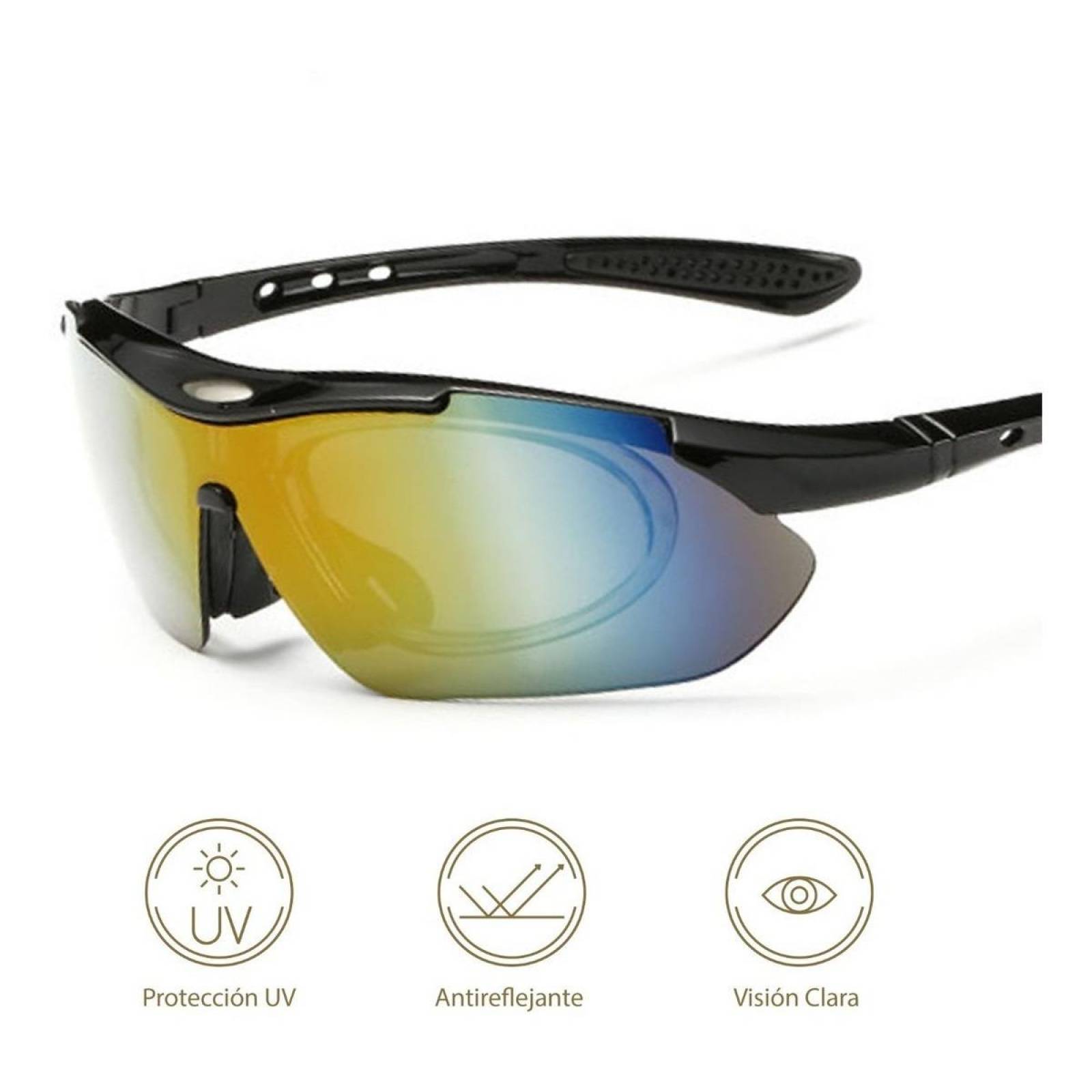 Lentes de Sol Hypson deportivos para ciclismo con 5 lentes intercambiables Negro