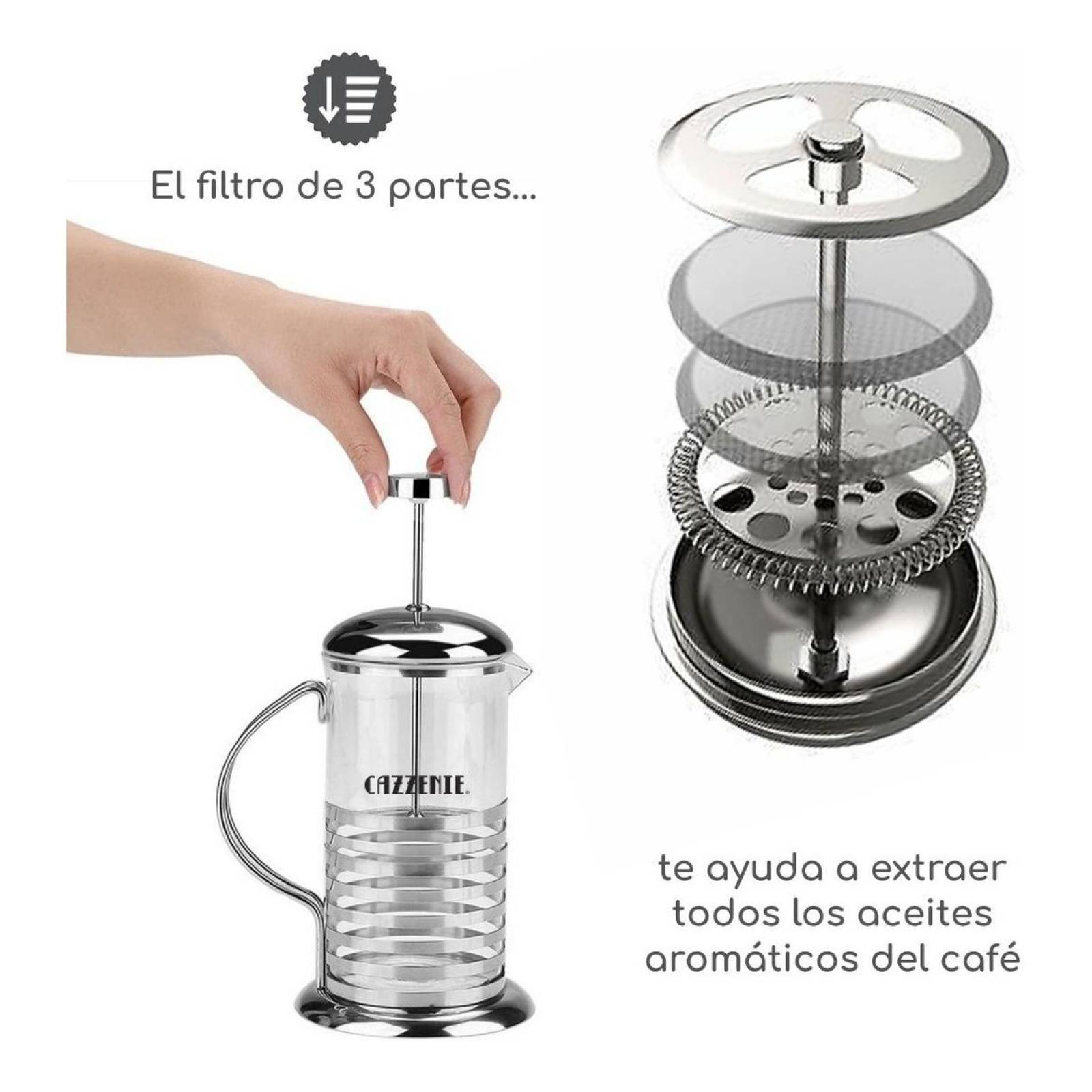 Cafetera Cazzenie Prensa Francesa de Vidrio para Café 