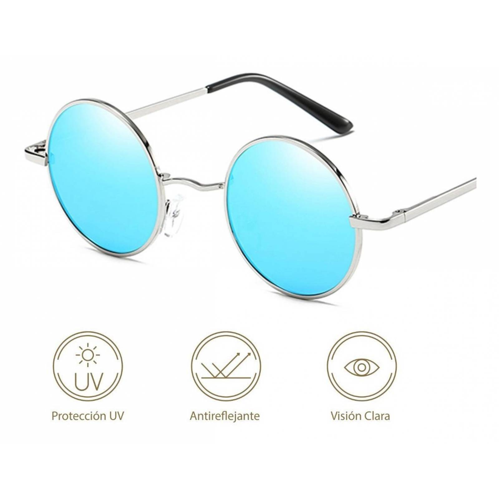 Lentes de Sol Hypson redondos para Hombre y Mujer, estilo hipster Unitalla Azul