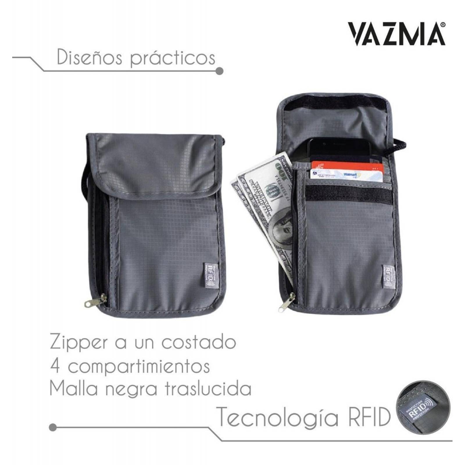 Porta Documentos Vazma para Viaje, Porta Pasaporte con Rfid Gris