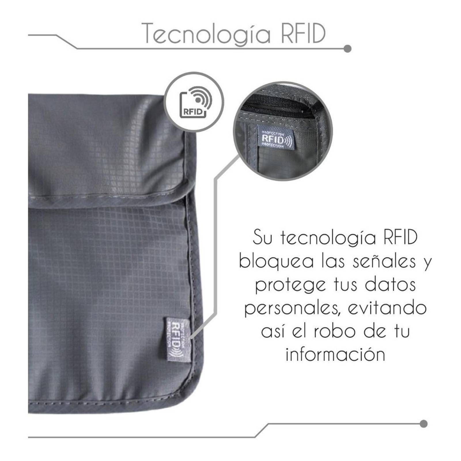 Porta Documentos Vazma para Viaje, Porta Pasaporte con Rfid Gris