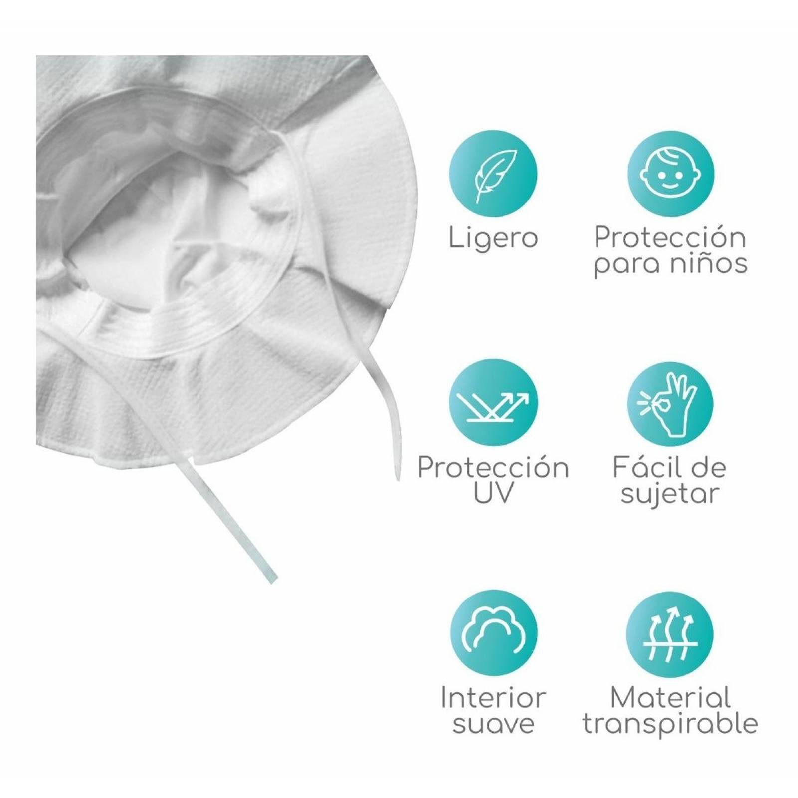 Gorro Tiernelle de protección solar para Niña Unitalla Blanco