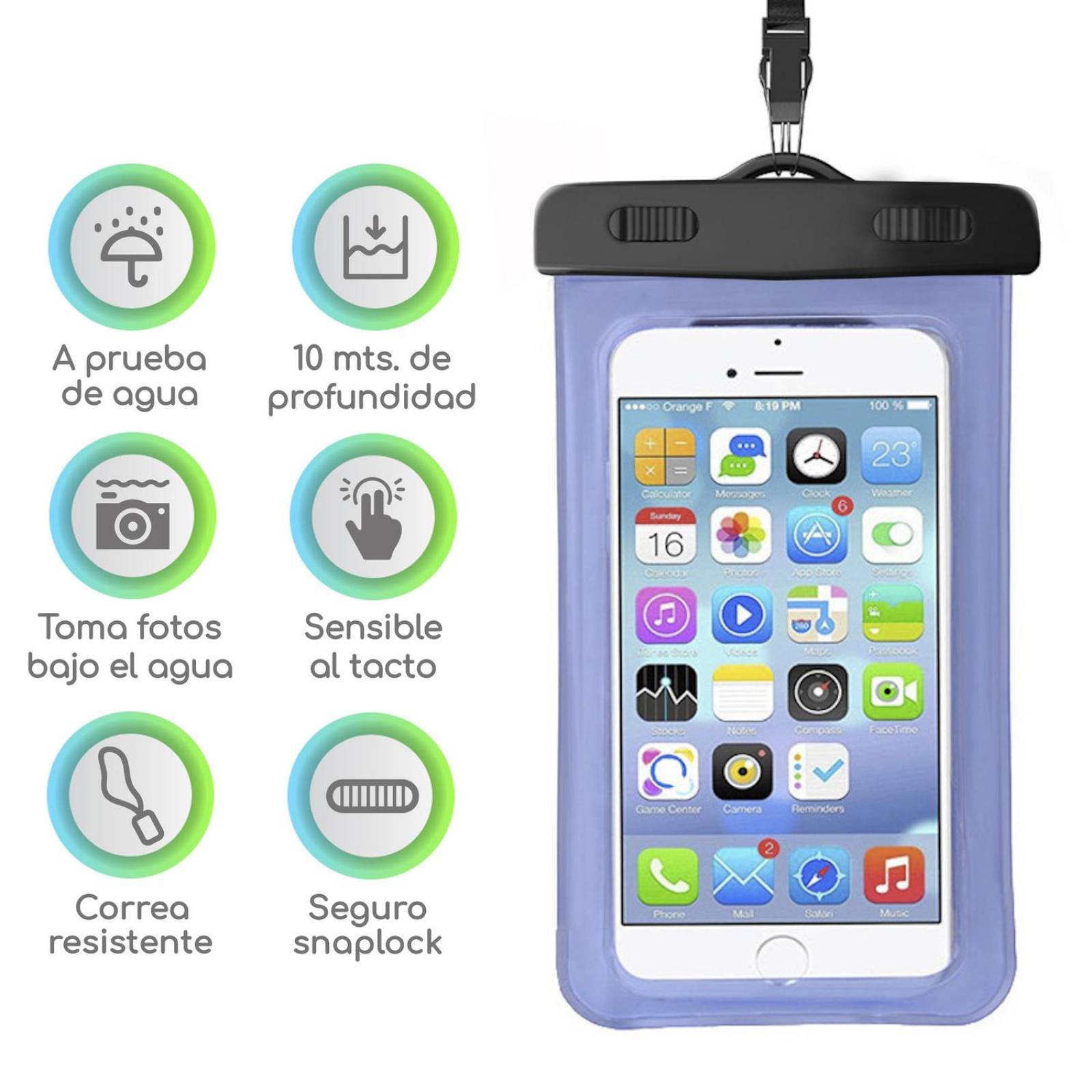 Set de 2 fundas impermeables Lenfech para celular Azul