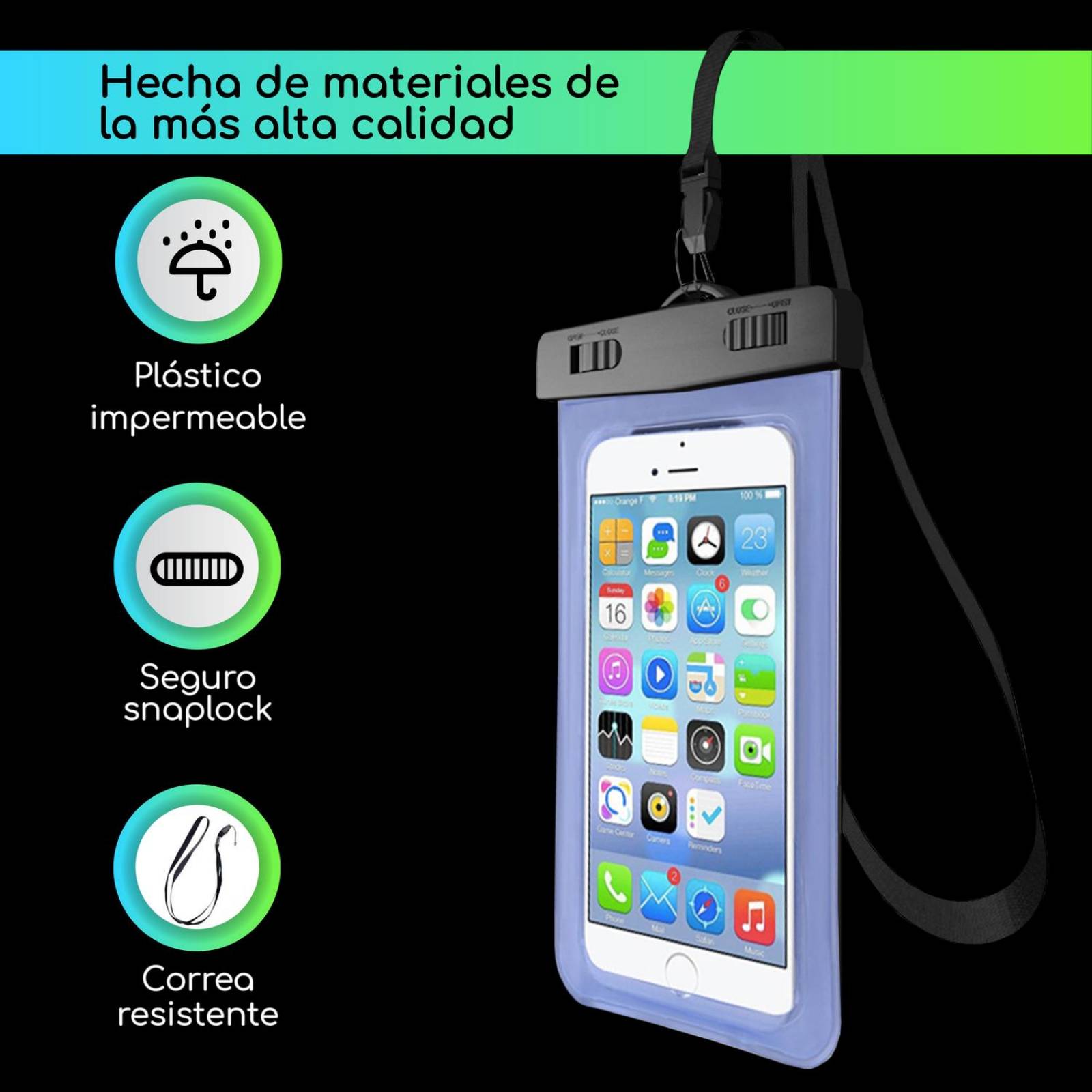Set de 2 fundas impermeables Lenfech para celular Azul