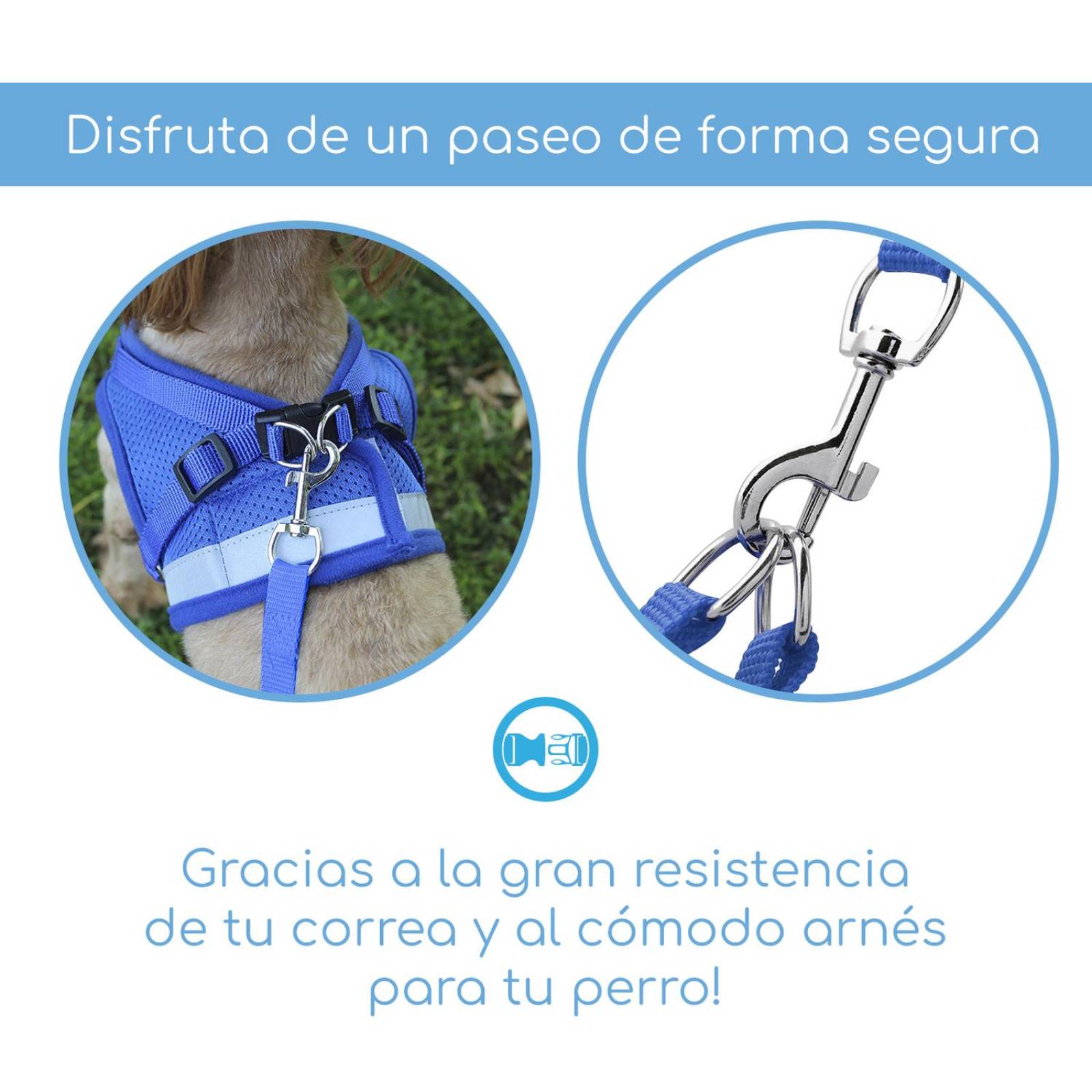 Set de Correa y Arnes Mascretta de tela para razas pequeñas 