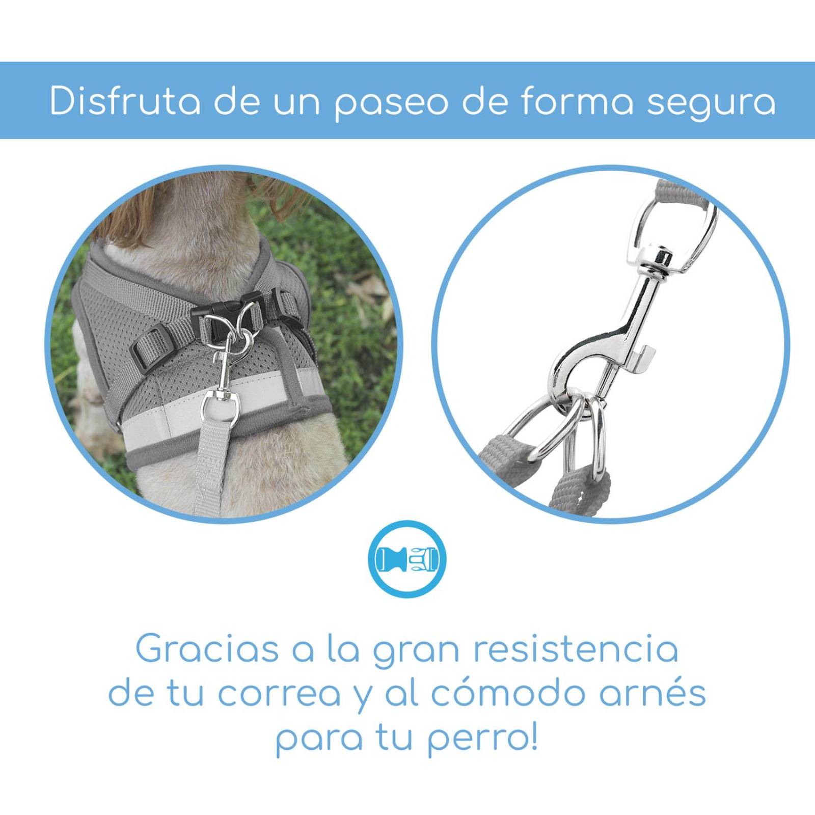 Set de Correa y Arnes Mascretta de tela para razas pequeñas 