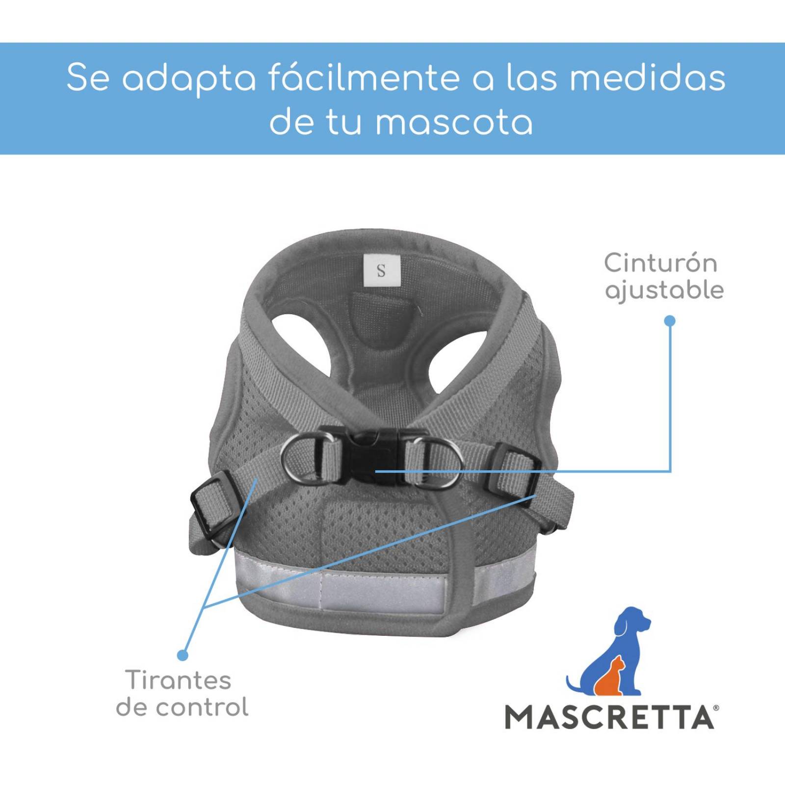 Set de Correa y Arnes Mascretta de tela para razas pequeñas 