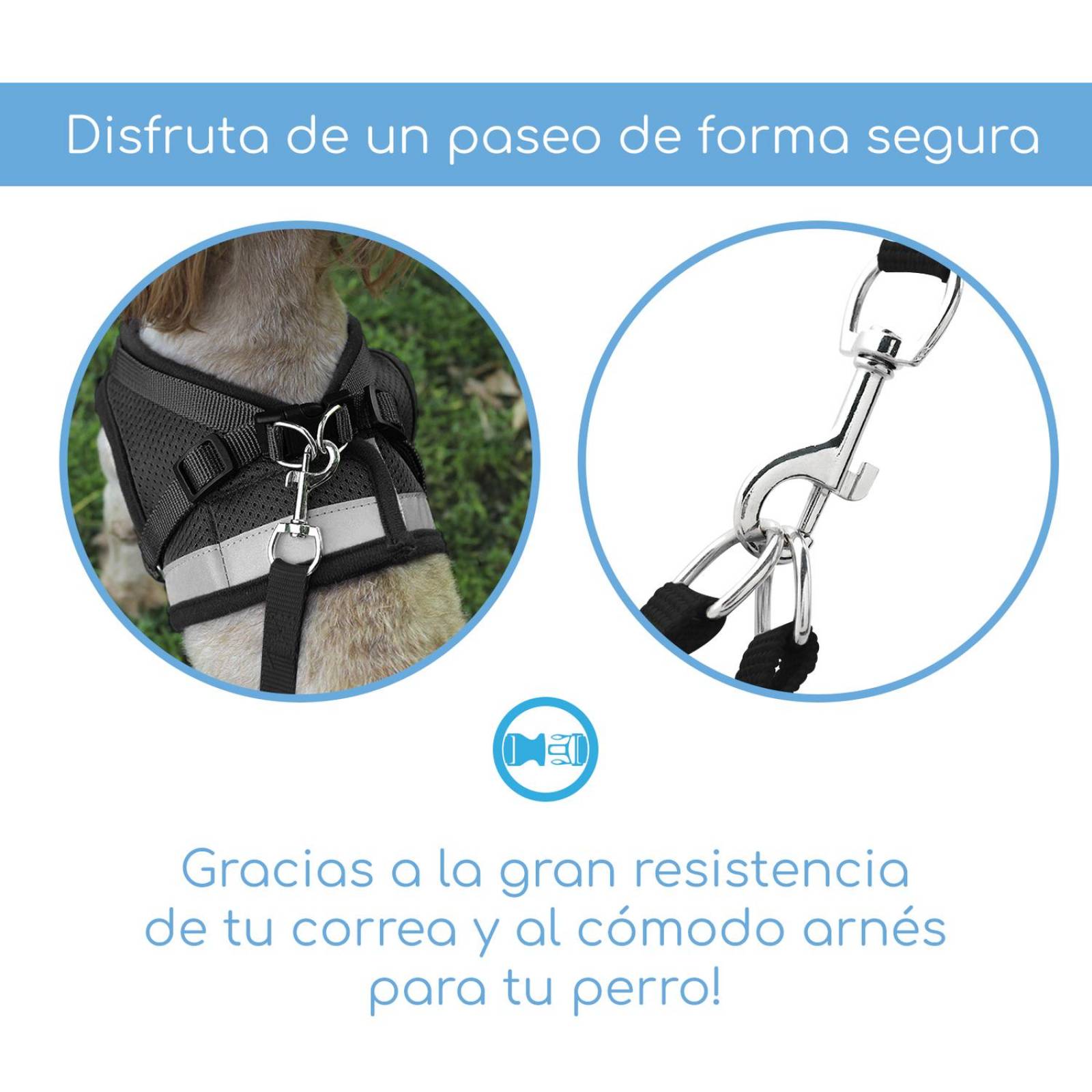 Set de Correa y Arnes Mascretta de tela para razas pequeñas 