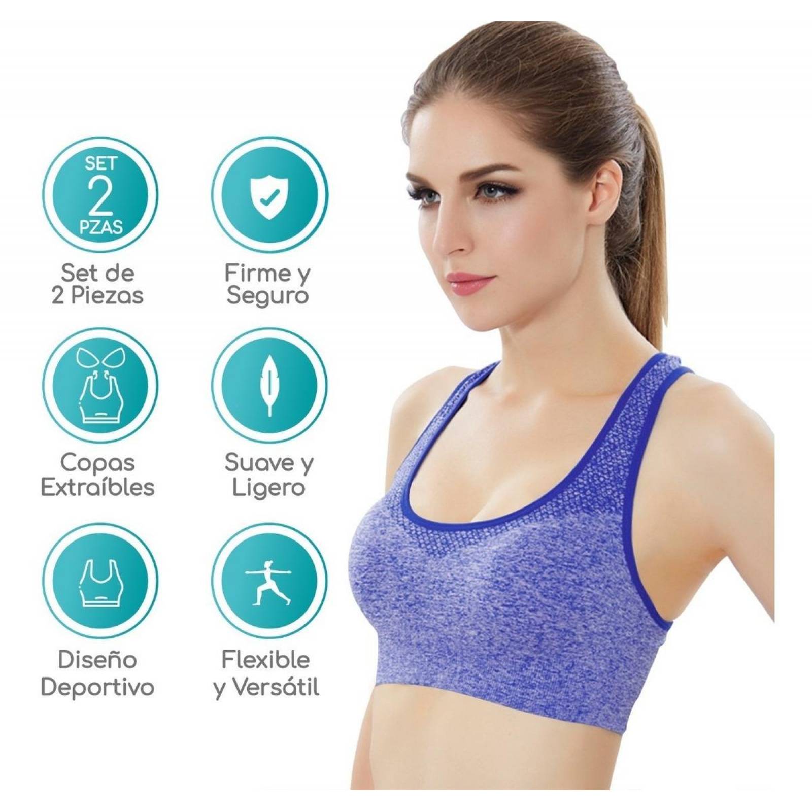 Set de 2 Top Thefne deportivo para Mujer. Brasier deportivo de Dama