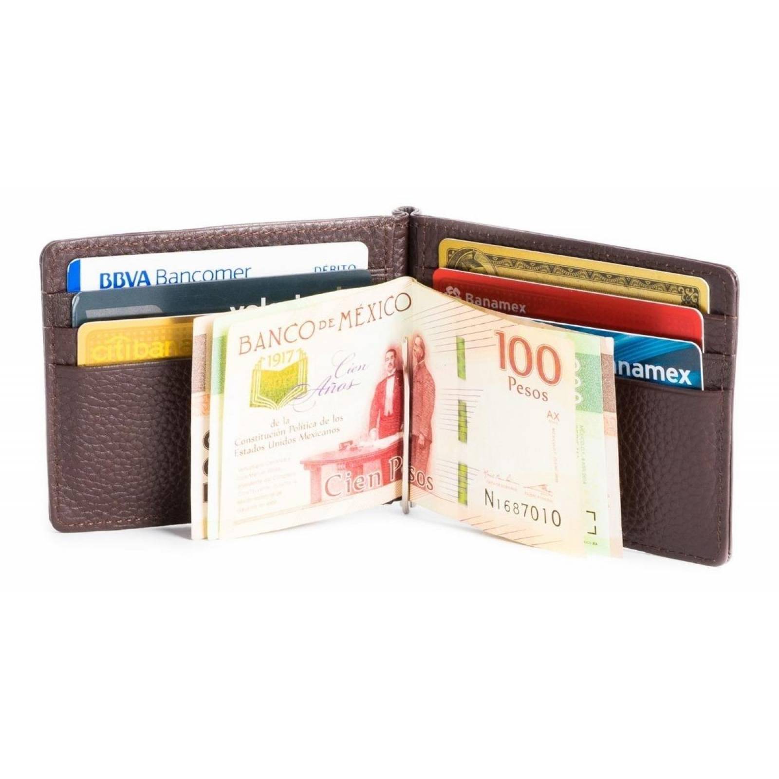 Cartera BoldR Billetera de Piel Con Clip de Dinero para Hombre unitalla Café