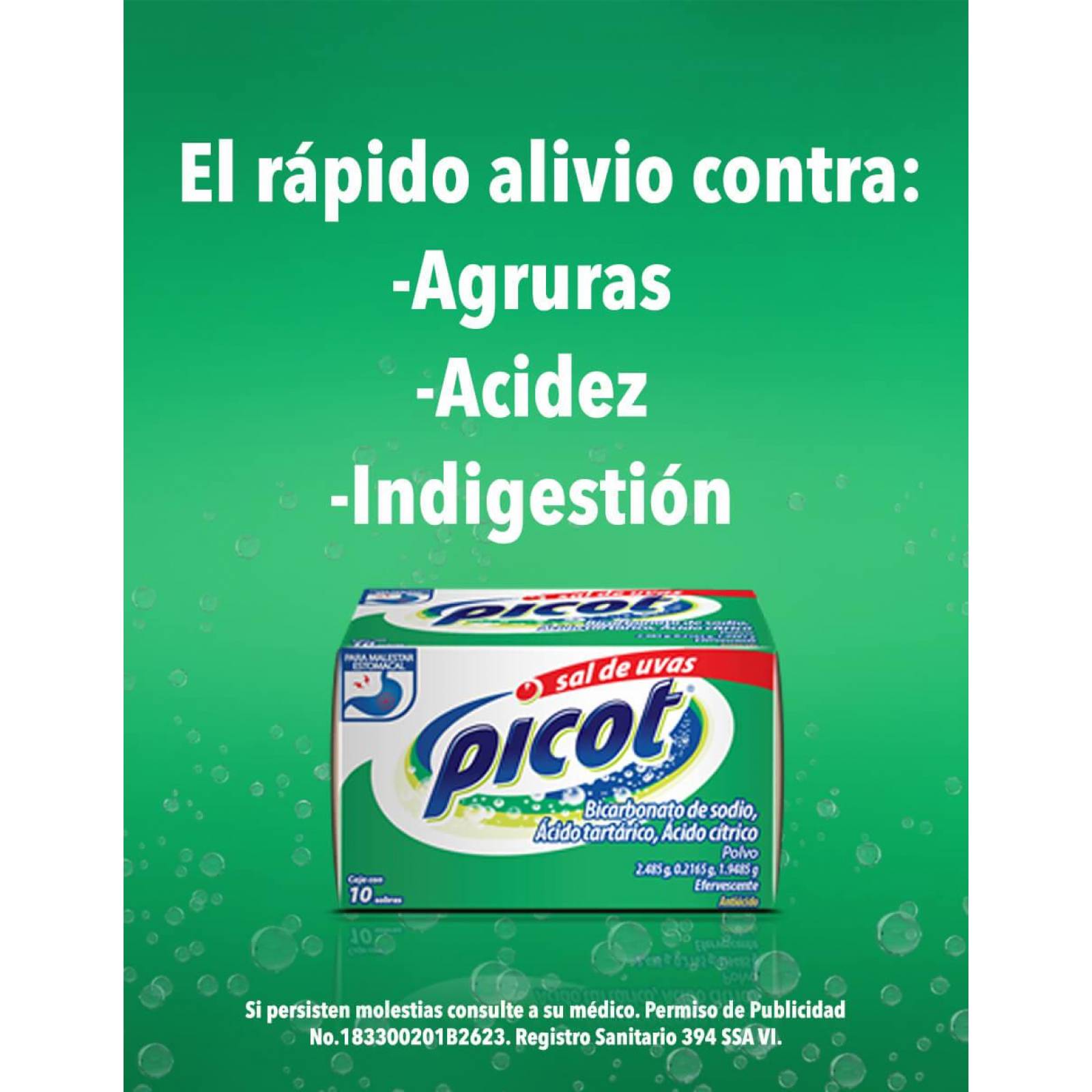 Sal de Uvas Picot antiácido, caja 10 sobres