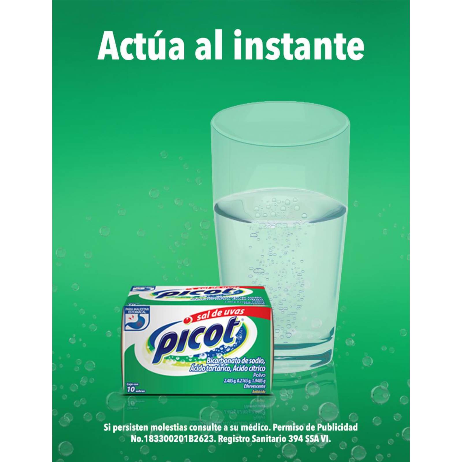 Sal de Uvas Picot antiácido, caja 10 sobres