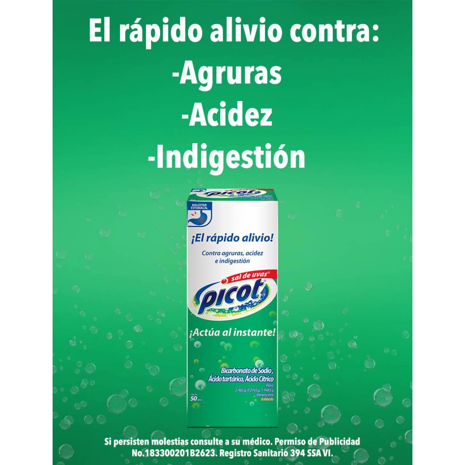 Sal de Uvas Picot antiácido, caja 50 sobres 