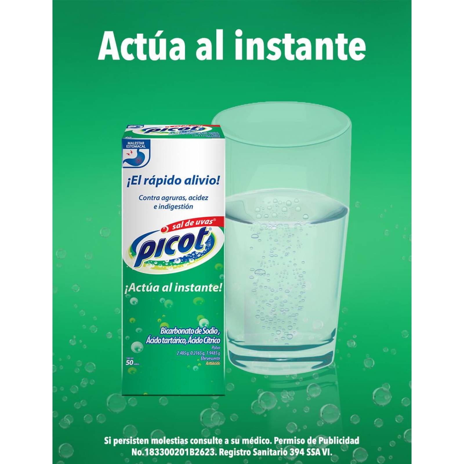 Sal de Uvas Picot antiácido, caja 50 sobres 